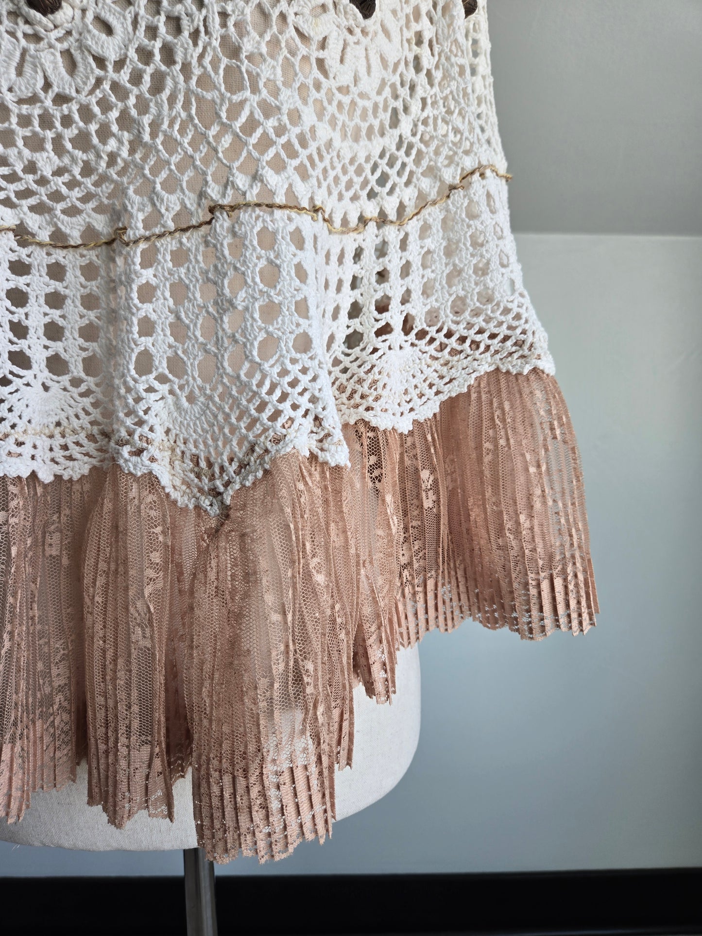 Hand Crafted Lace Capelet made of Vintage Doily - OS