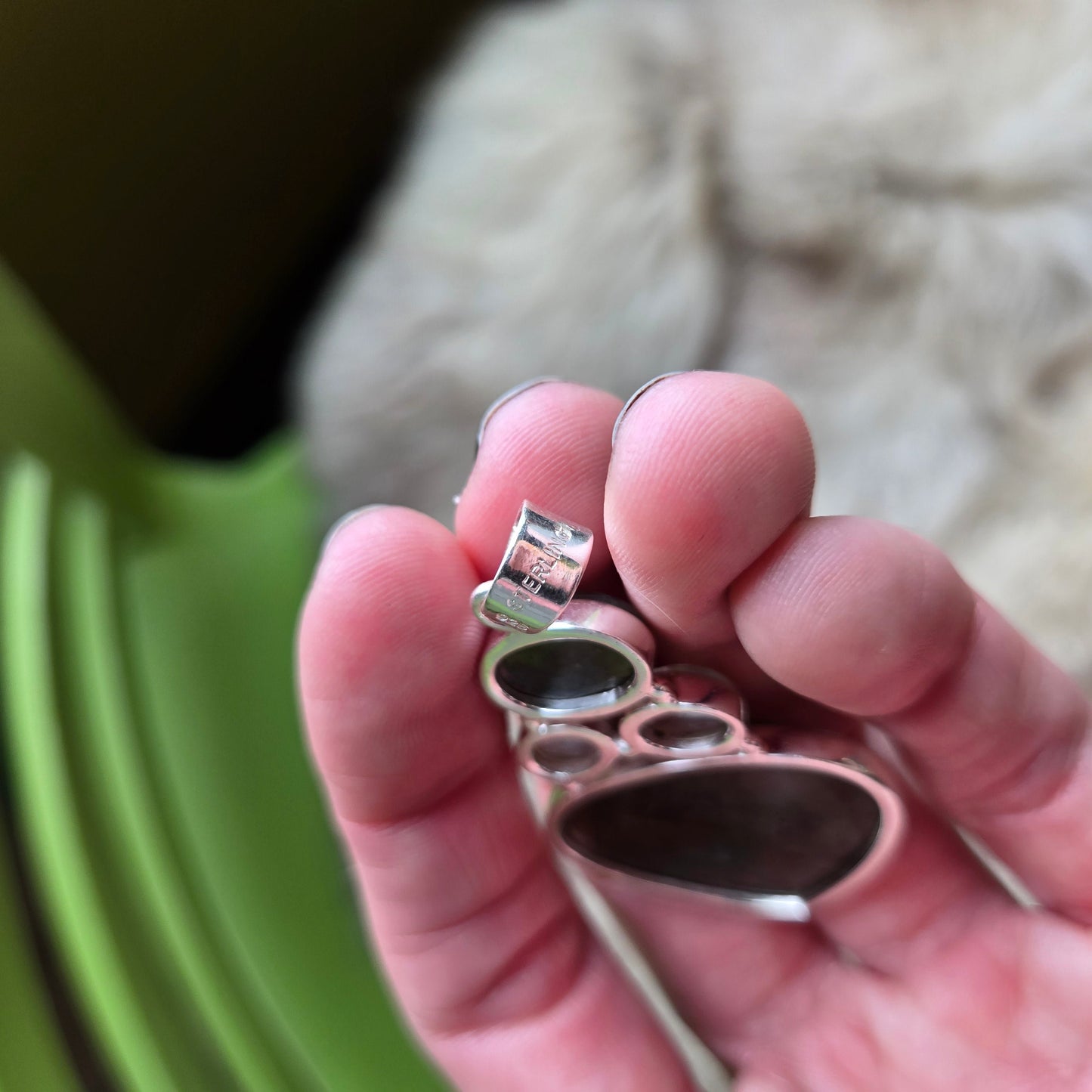 925 Sterling Silver Labradorite and Clear Quartz Pendant