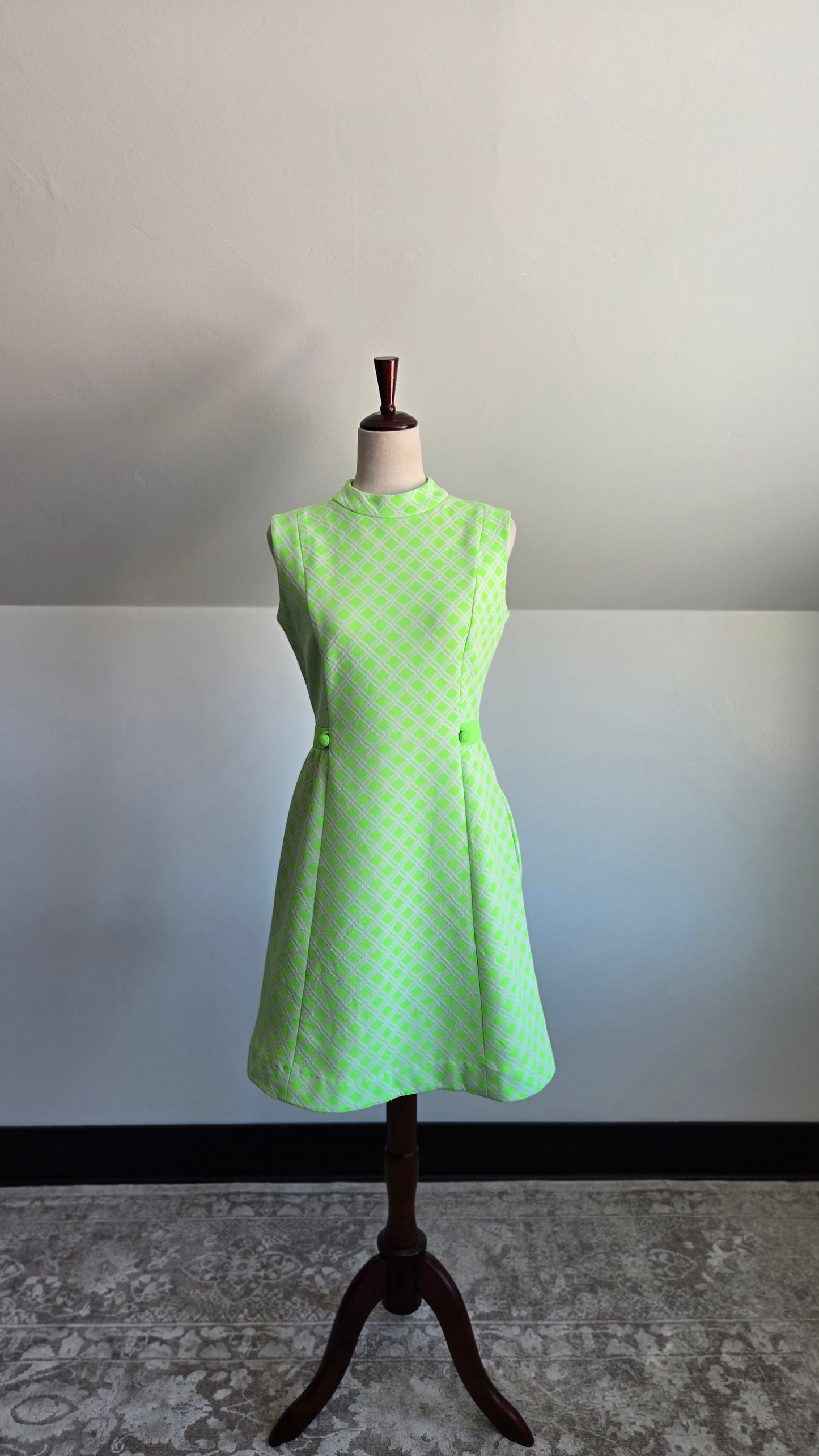 Vintage 70s Lime Green Mod Dress - S/M