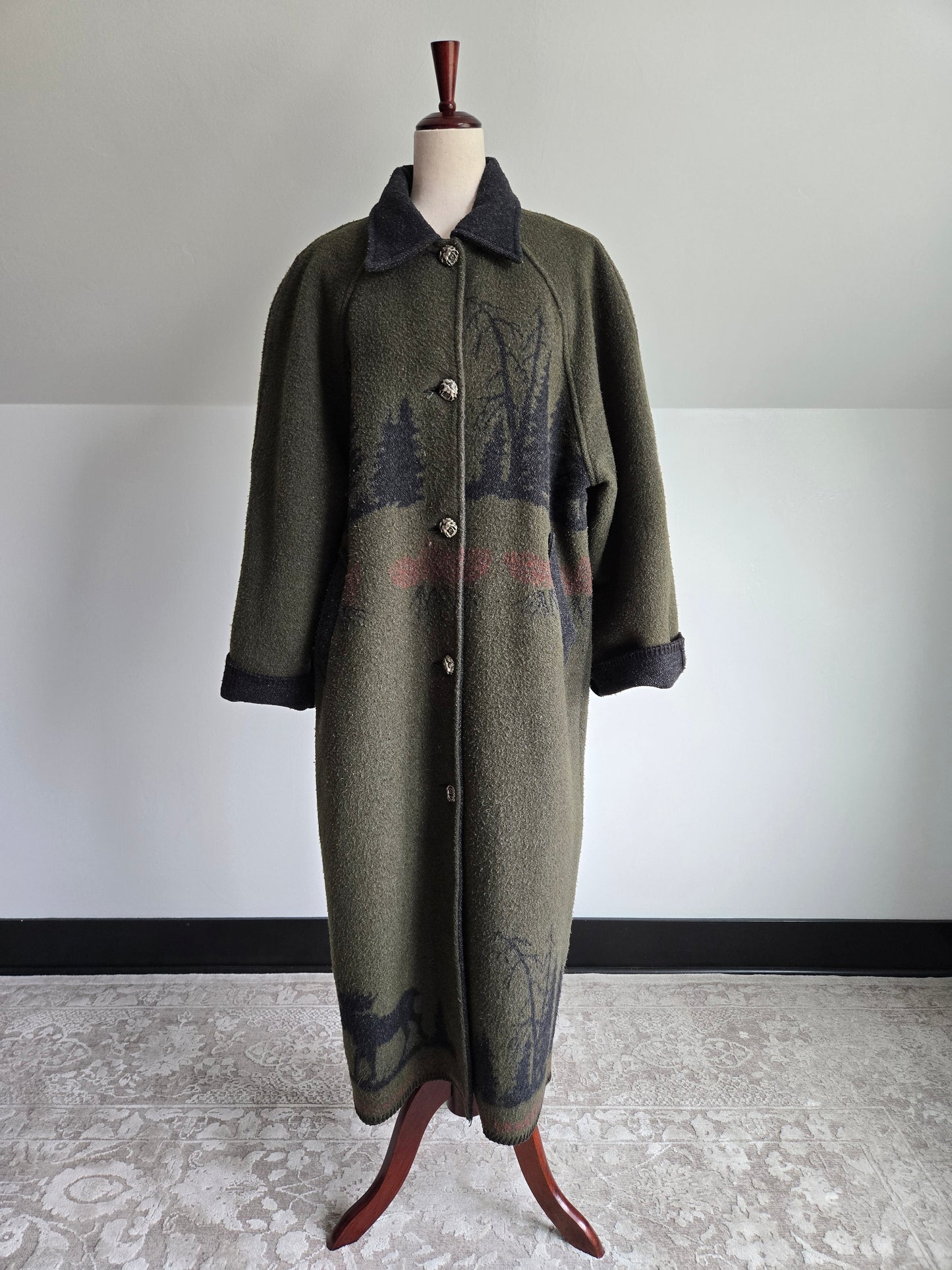 Vintage Wooded River Moose Jacket Made in Idaho - Large