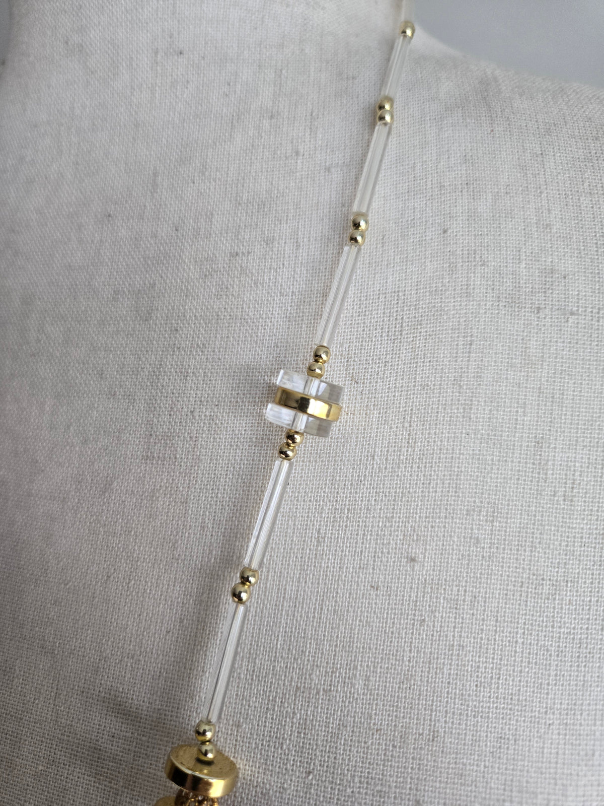 Vintage Clear Lucite and Gold Statement Necklace