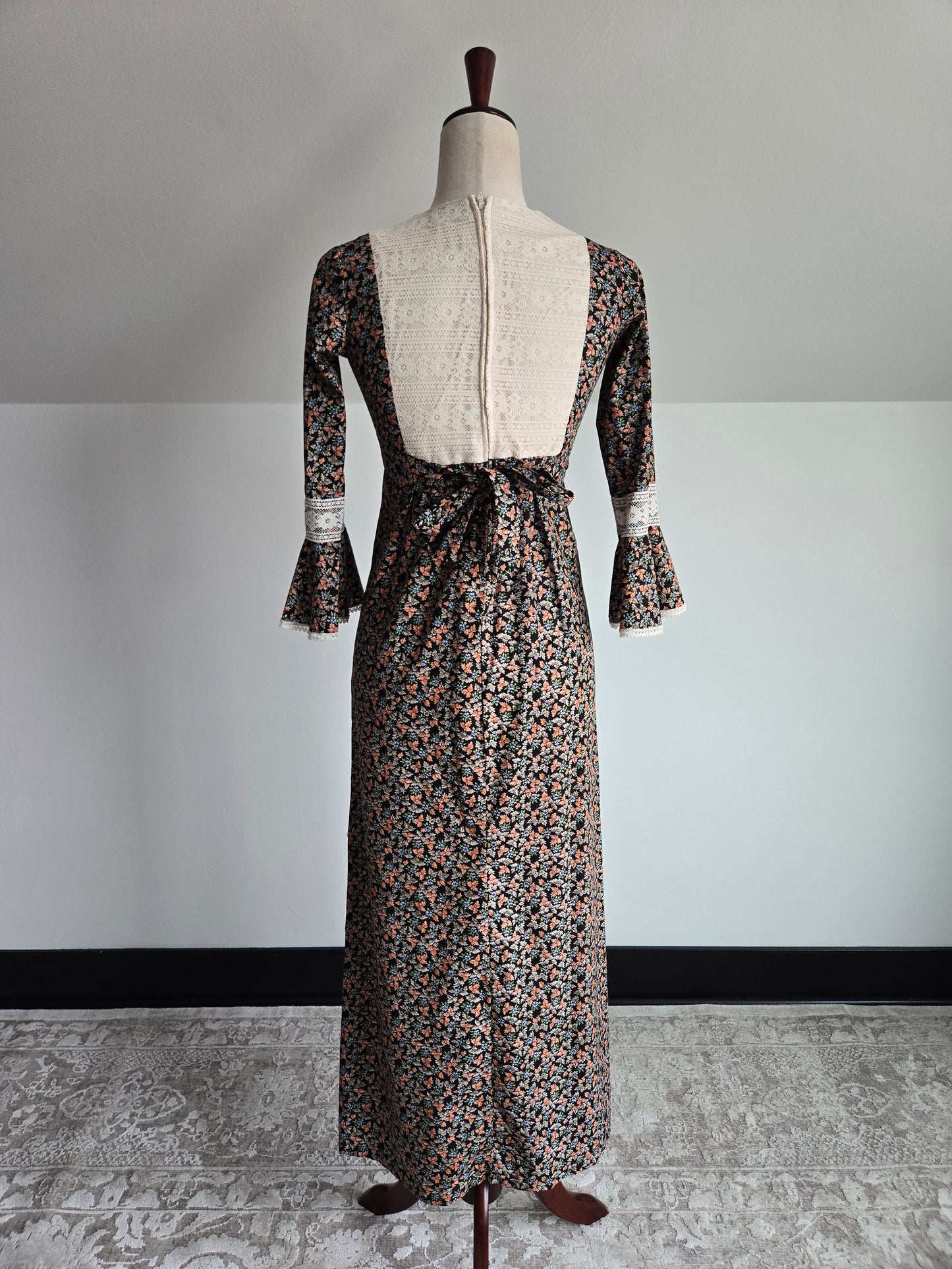 Wendy Bird Vintage 1960s Prairie Dress With Lace Bib - XS/S