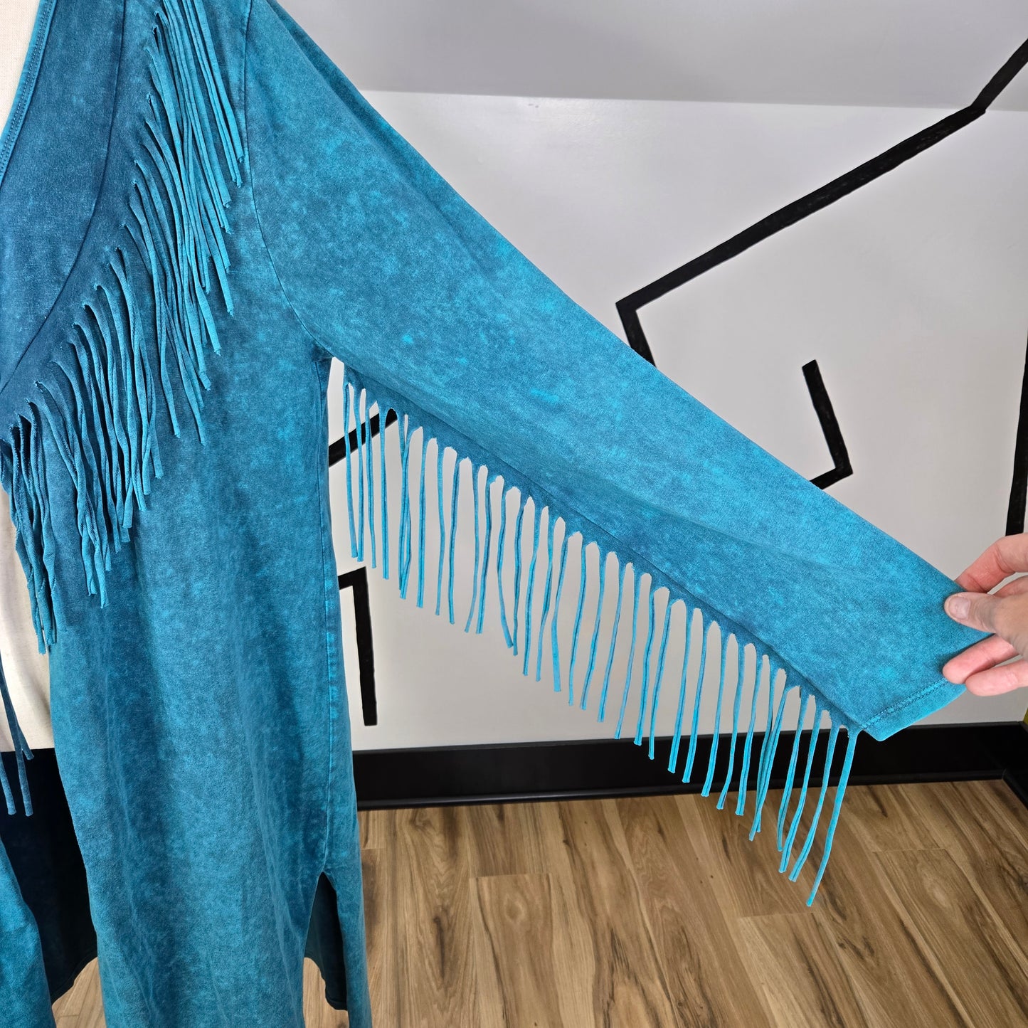 Back in the Saddle Blue Western Fringe Duster - Large