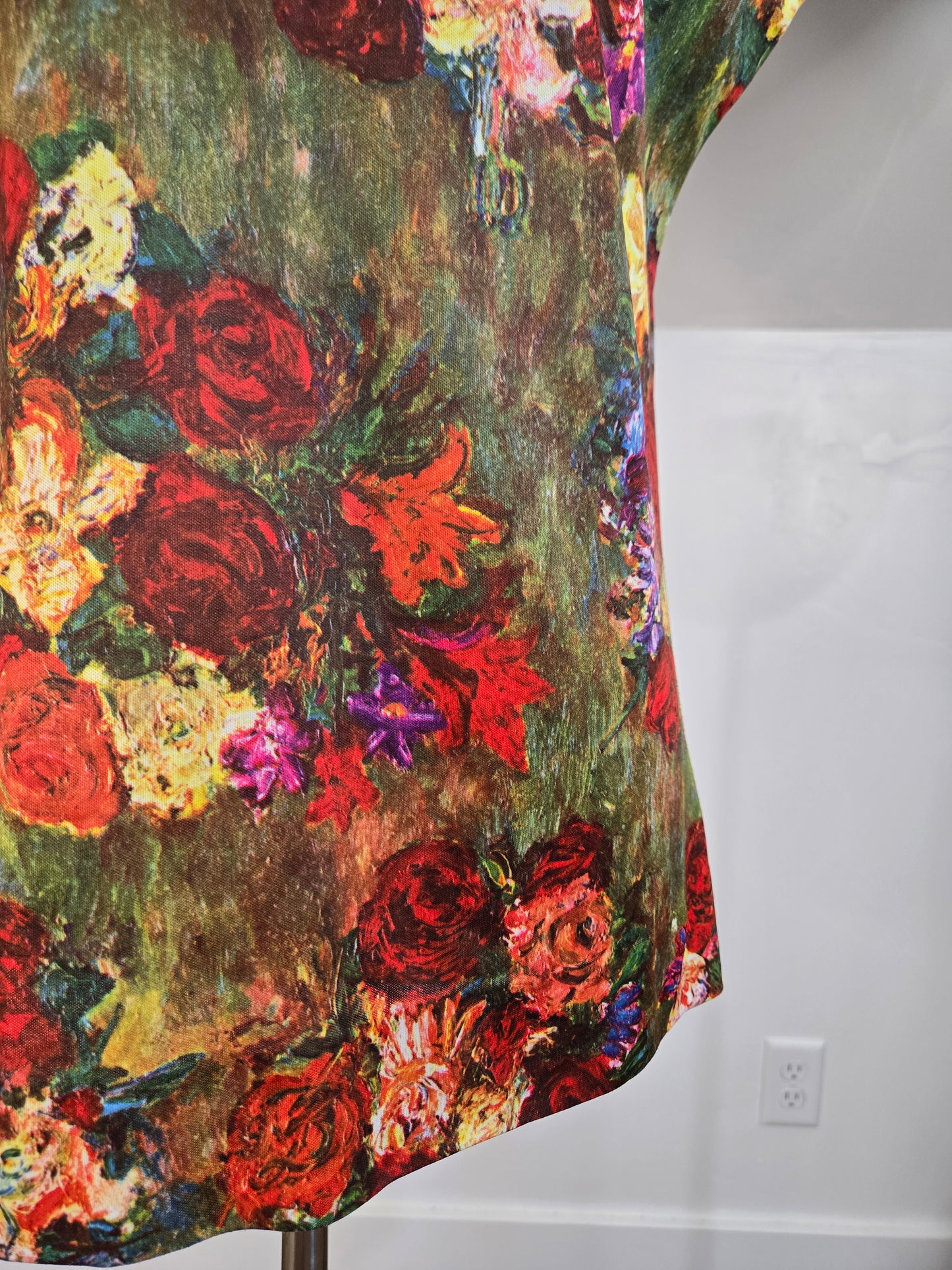 Vintage 70s Romantic Garden Print Sleeveless Top - large