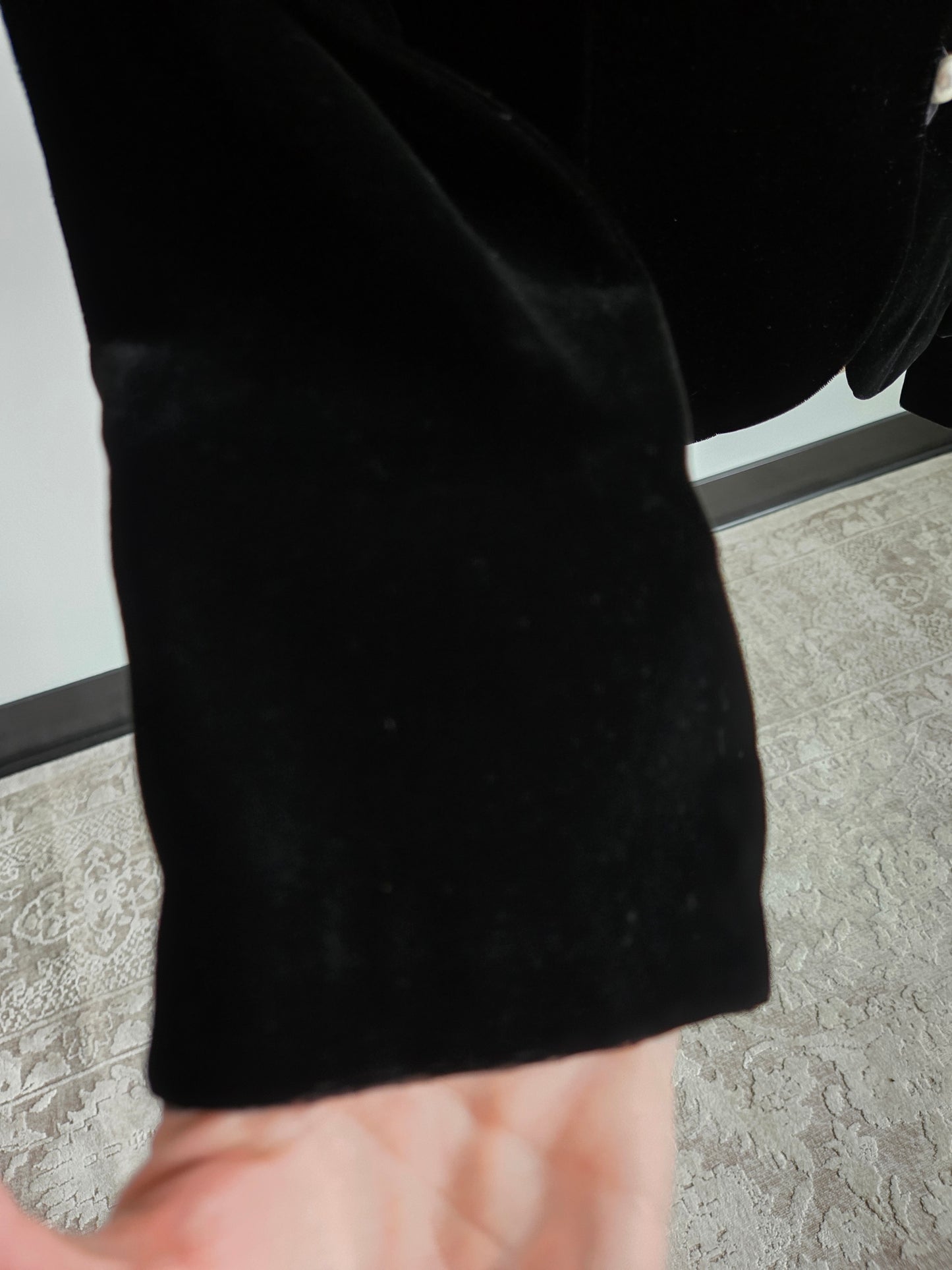 Black Velvet Blazer with Lace and Pearls - Medium/Large