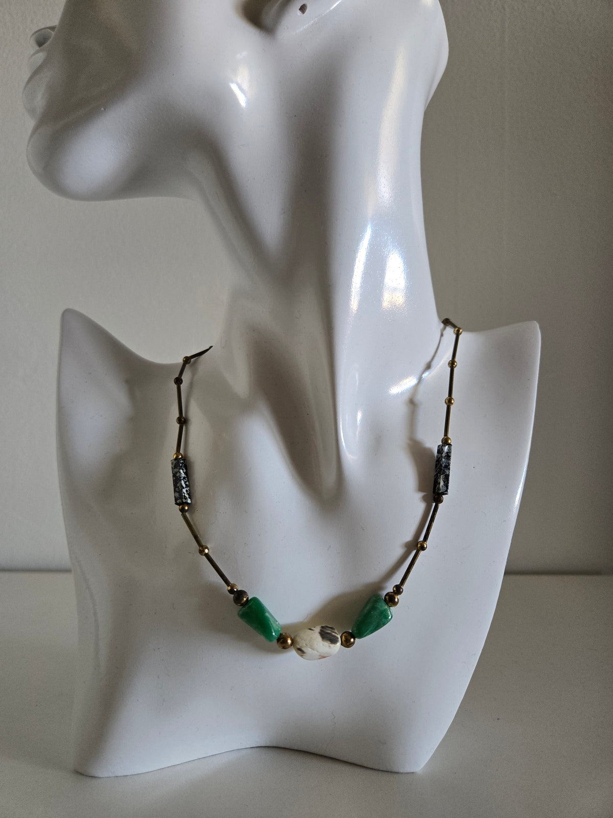 Brass Long Bead Dainty Necklace