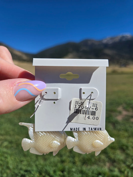 Deadstock Cara Mia Iridescent Small Tropical Fish Earrings