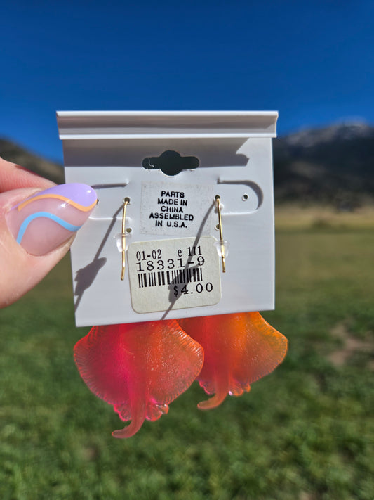 Deadstock Cara Mia Pink Rubber Singray Earrings - #2