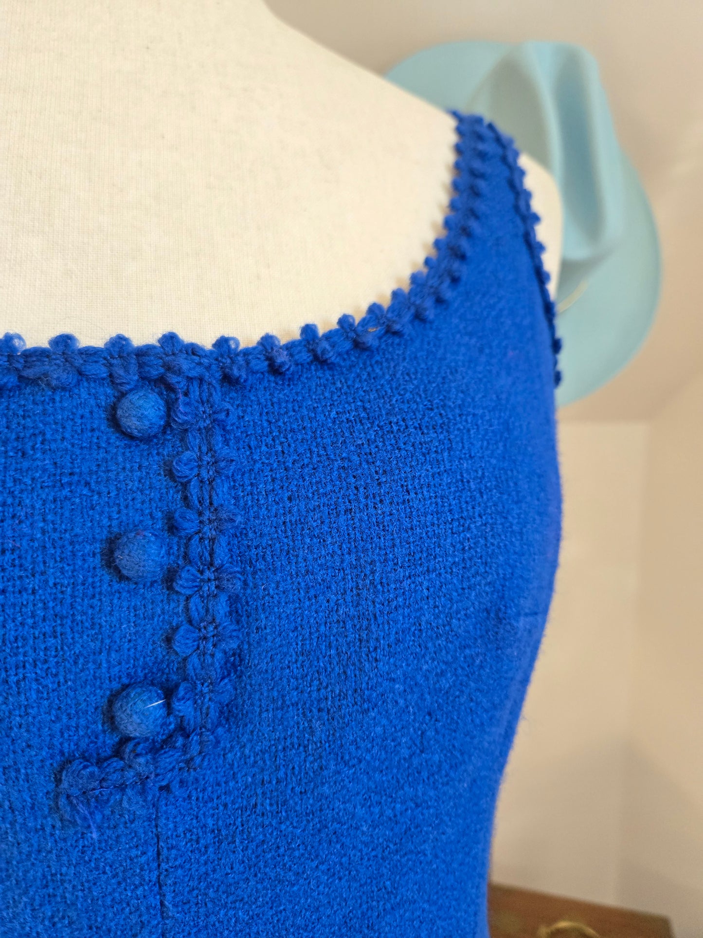 Lanz Original Vintage 70s Little Blue Wool Tank Dress - small/medium