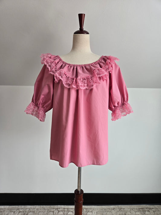 Vintage Pink Cotton Western Prairie Top - L/XL