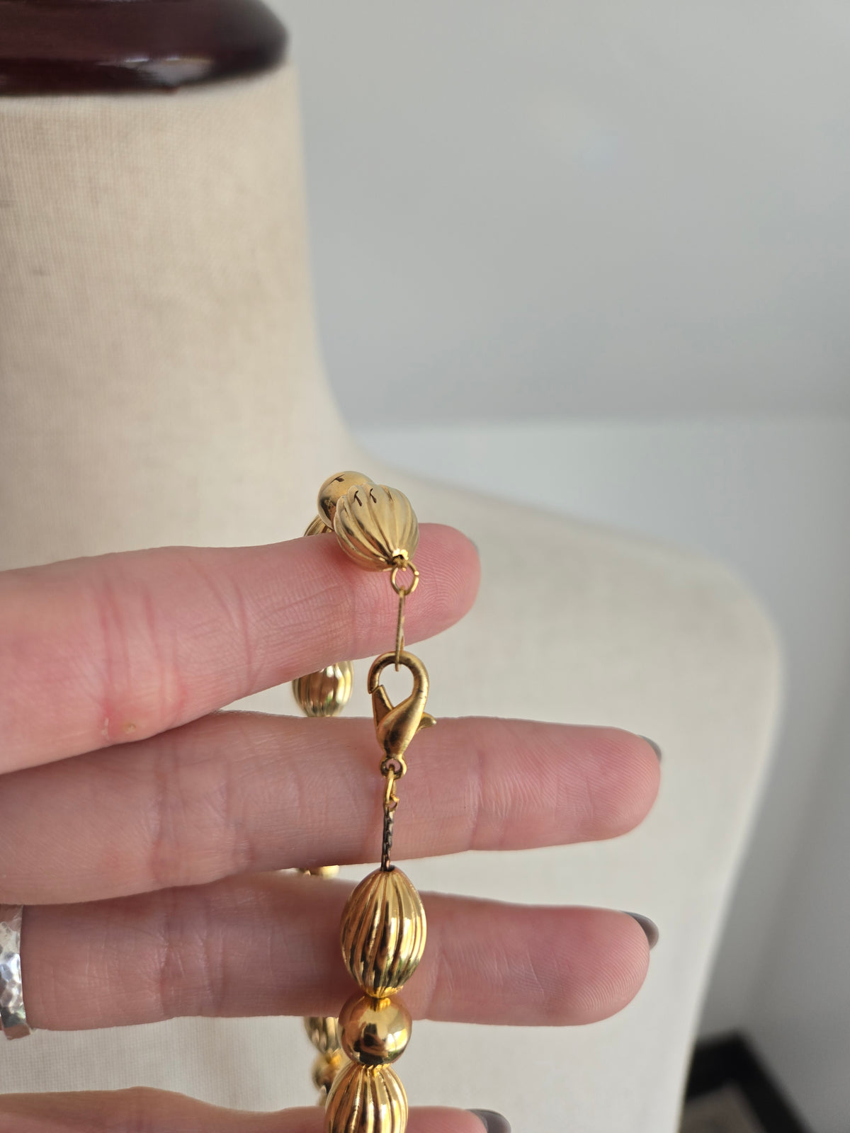 Vintage 14K Gold Plated Graduated Bead Necklace