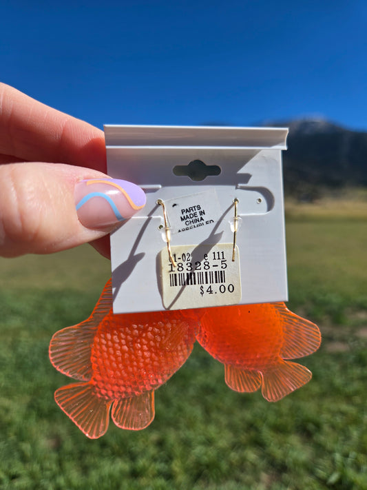 Deadstock Cara Mia Coral Rubber Large Tropical Fish Earrings