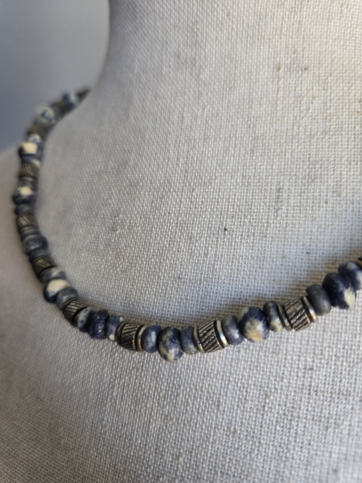 Navy Beaded Boho Necklace