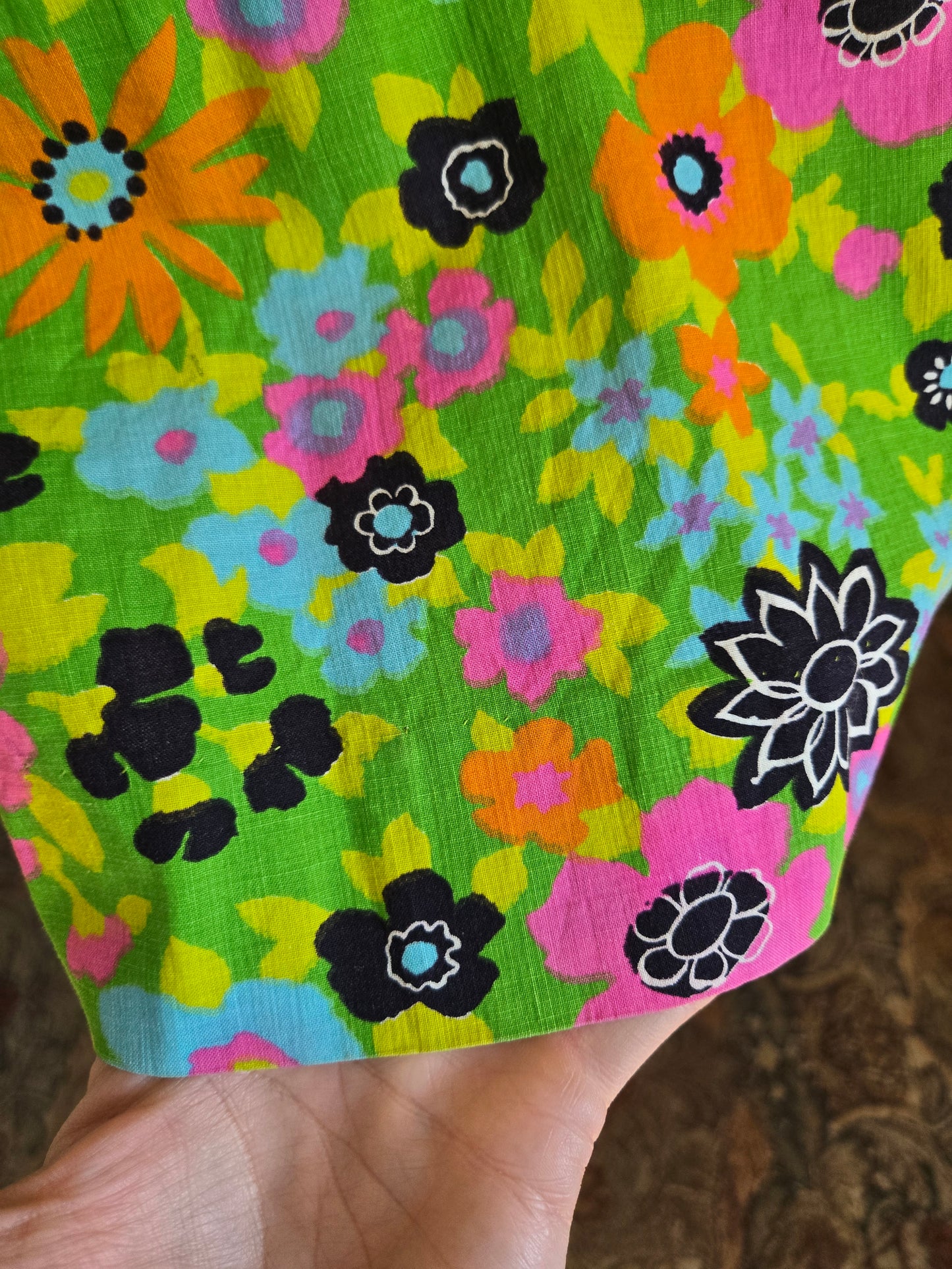 Vintage 1970s Dayglo Cotton Dress - XS/Small