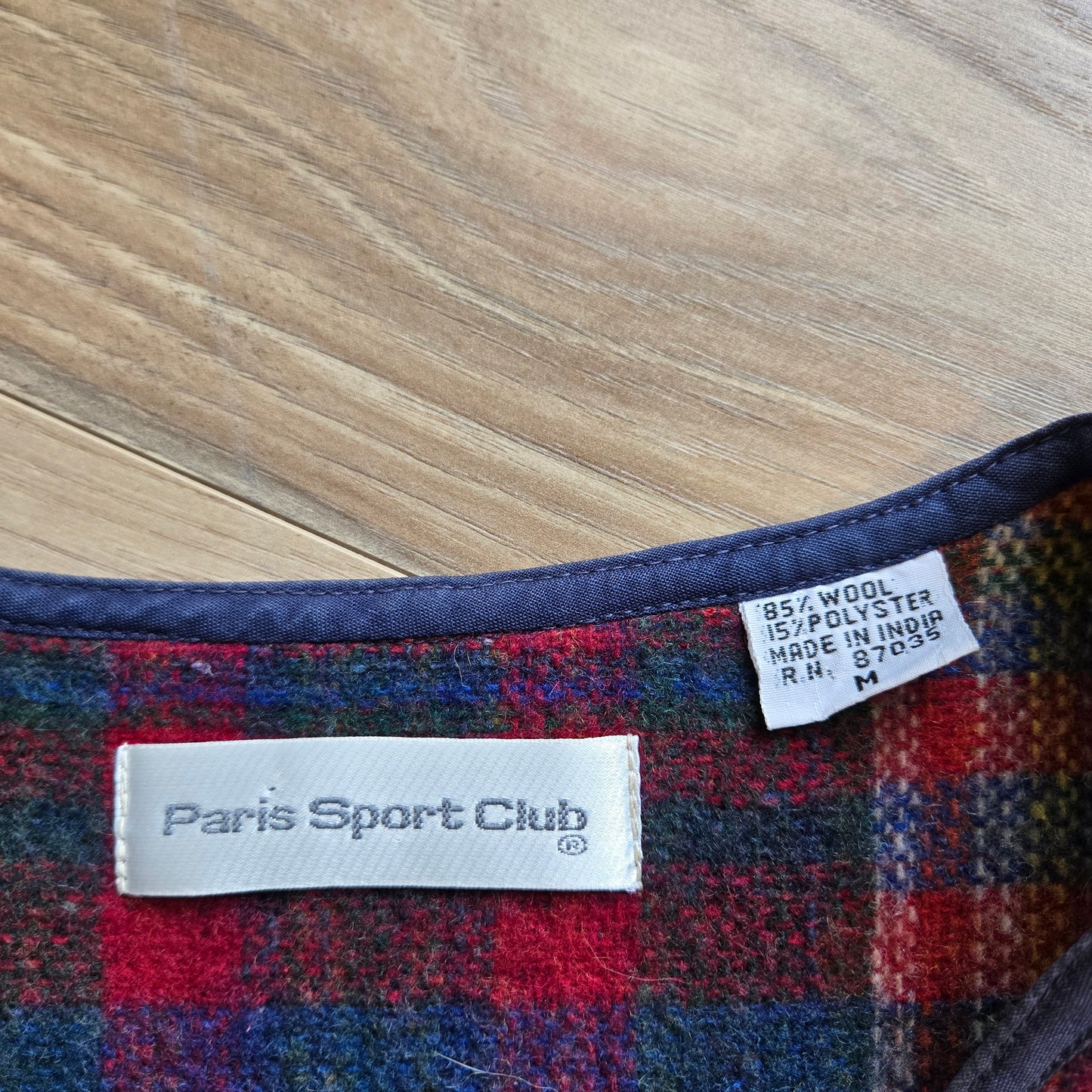 Paris Sport Club Vintage Wool Plaid Vest - medium