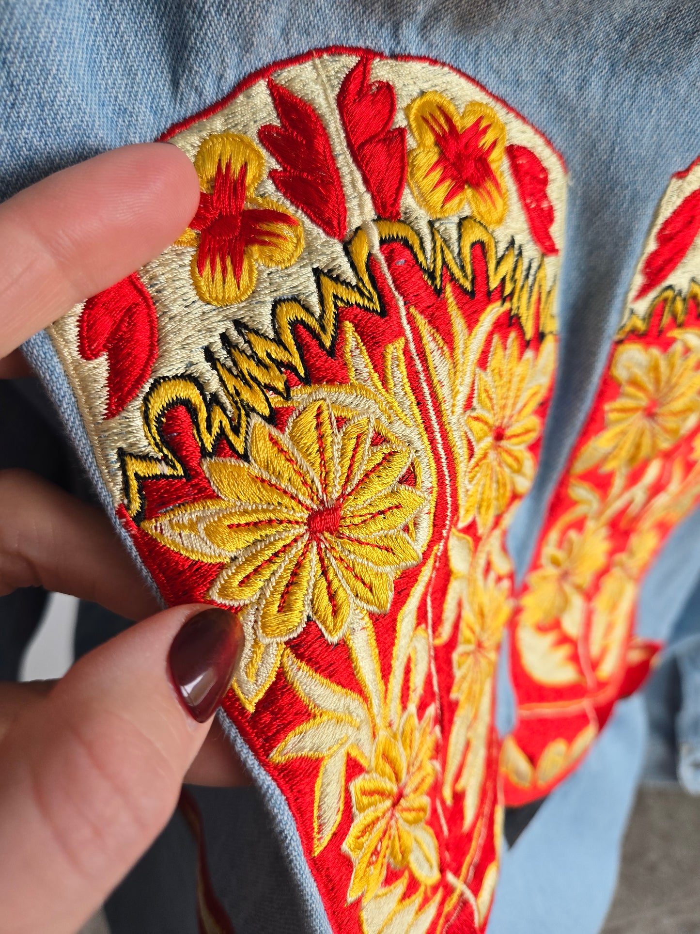 Jake Stuart Denim Shirt with Cowboy Boot Embroidery - M/L