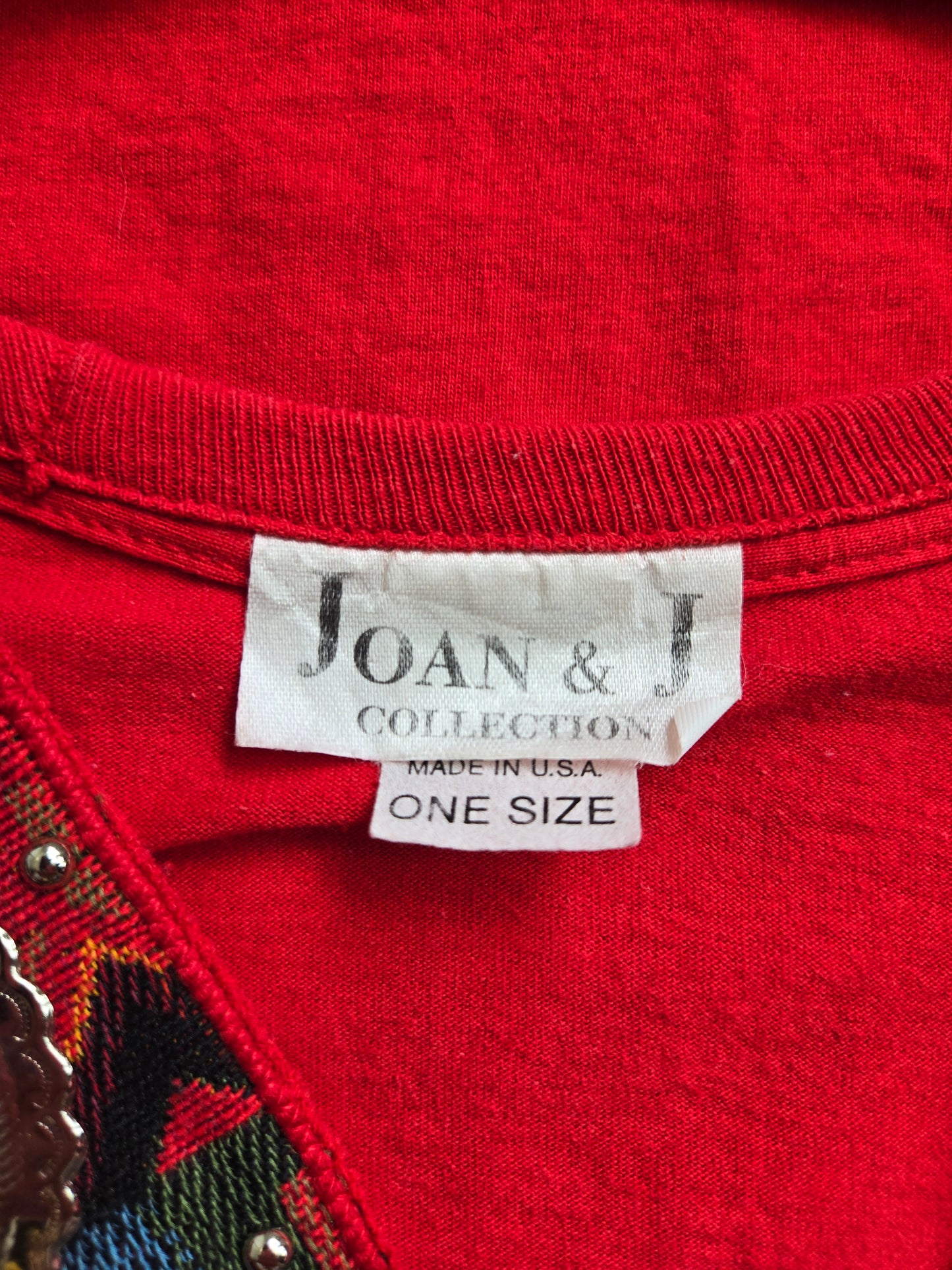 Vintage 90s Joan and J Red Western Fringe Tshirt - L/XL