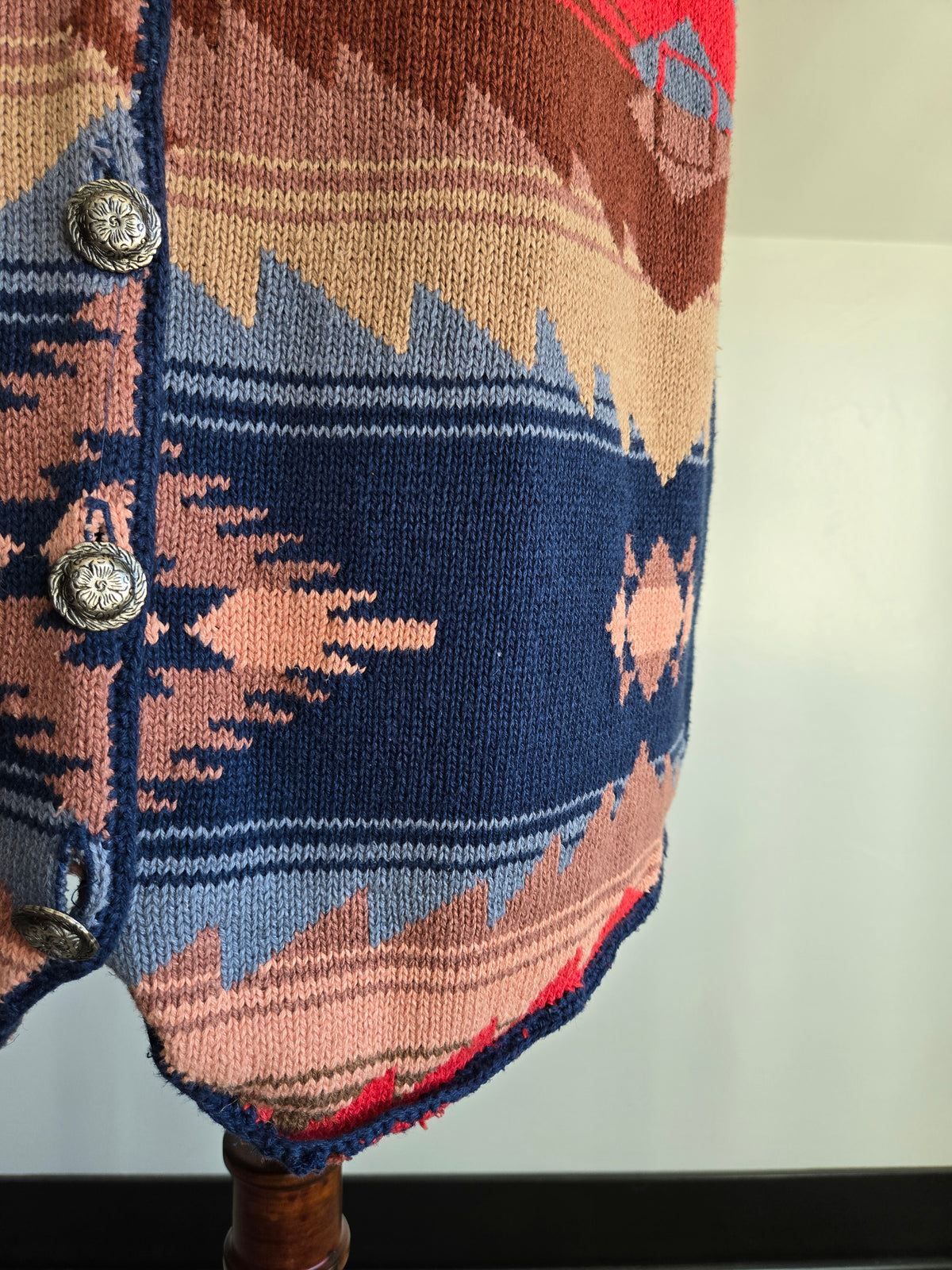 Vintage 90s Linen/Cotton Western Knit Vest - L/XL