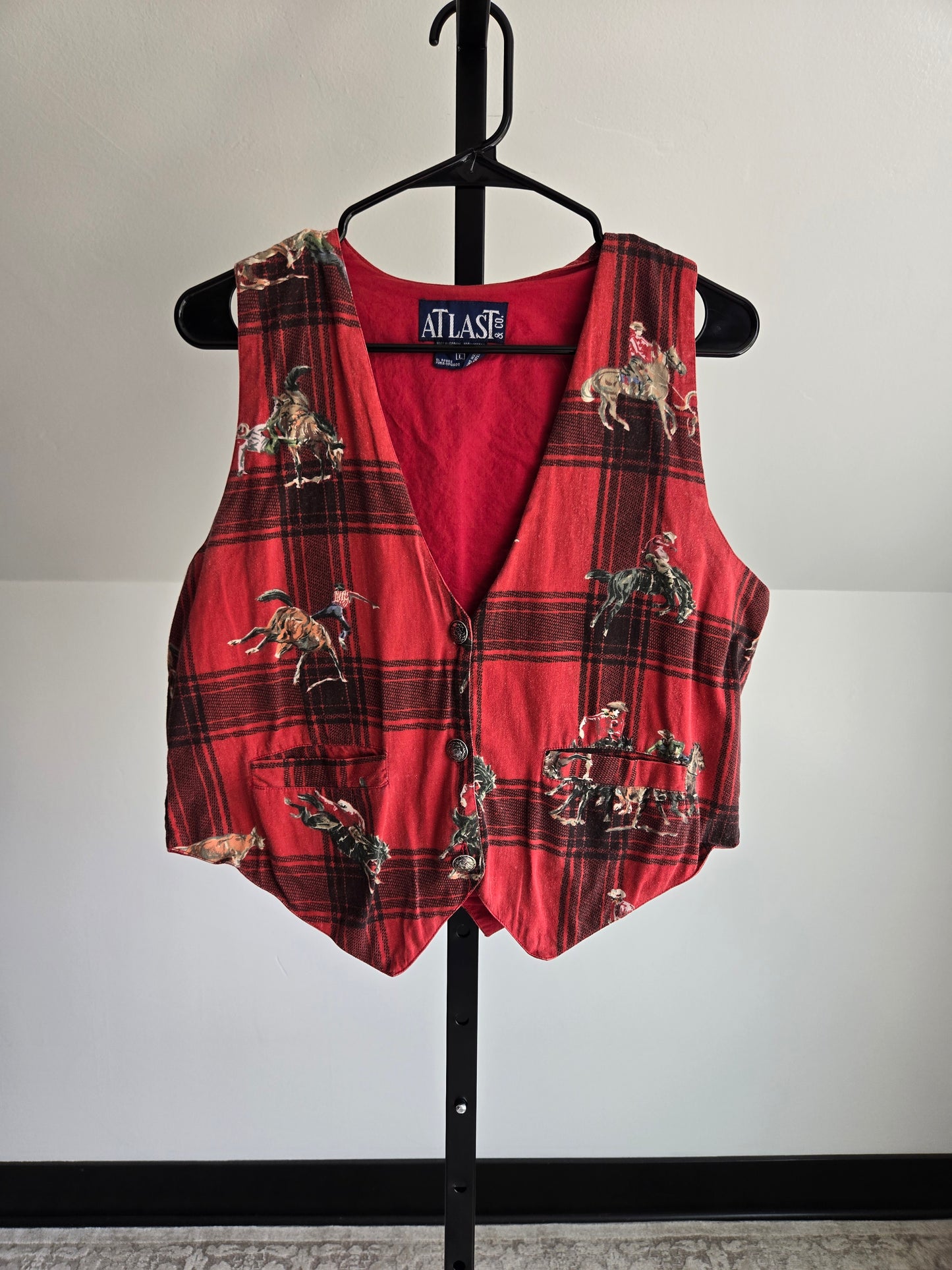 Atlast Vintage Cotton Cowboy Print Vest - Small