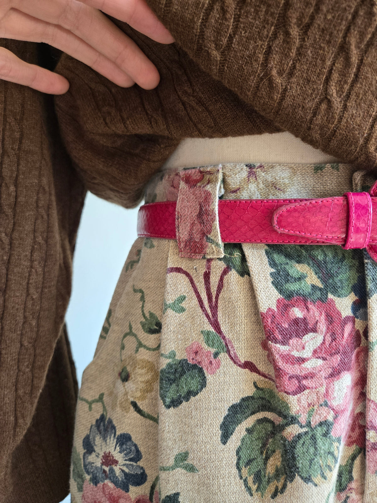 Vivaldi Vintage Cotton Floral Denim Skirt - W28