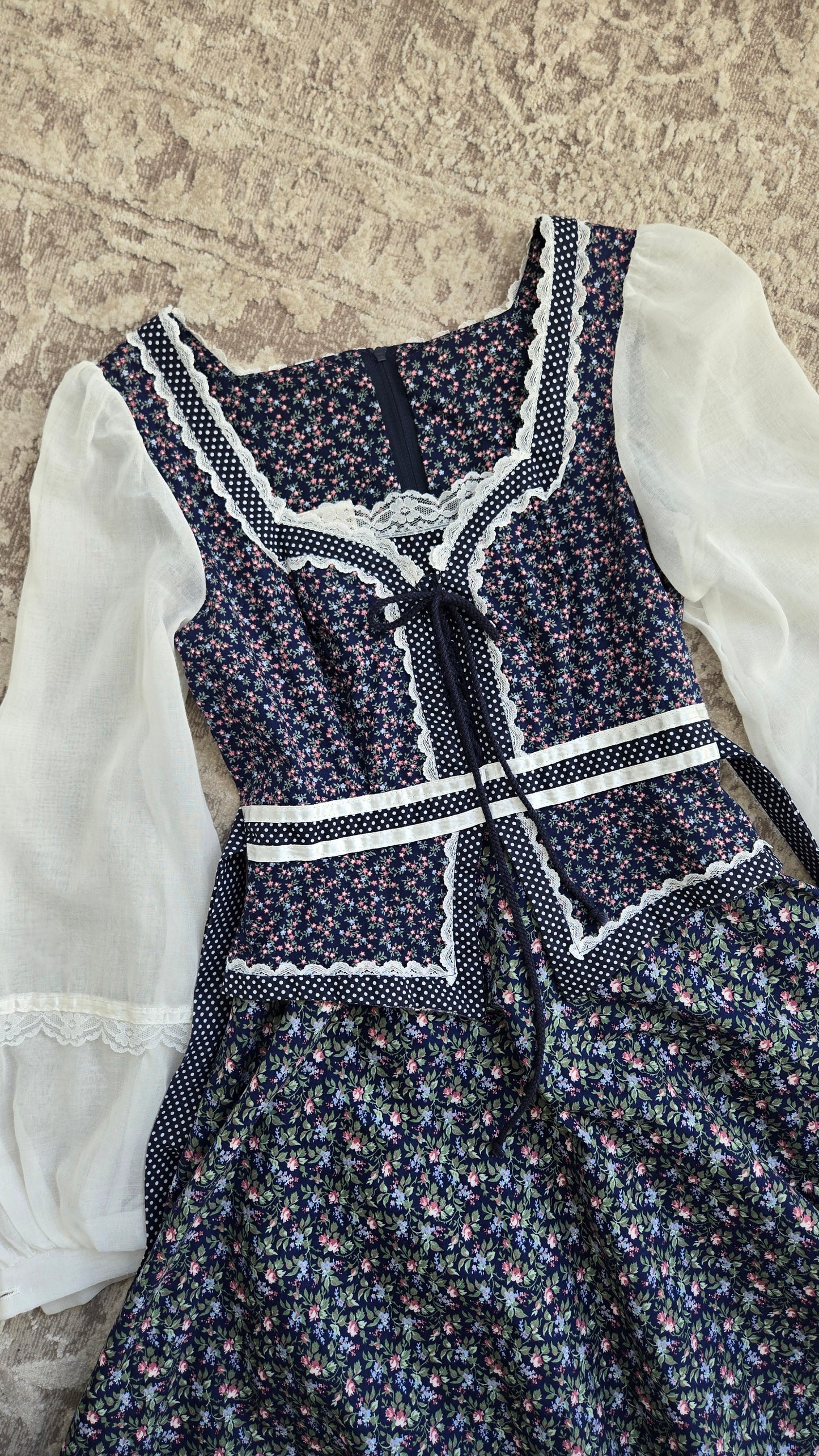 Gold Label Gunne Sax by Jessica San Fransisco Vintage 70s Calico Prairie Dress - XS