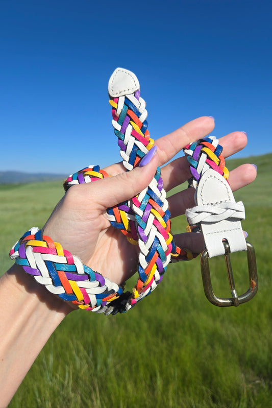 Vintage Capezio Multi-Colored Braided Leather Belt - W28-36