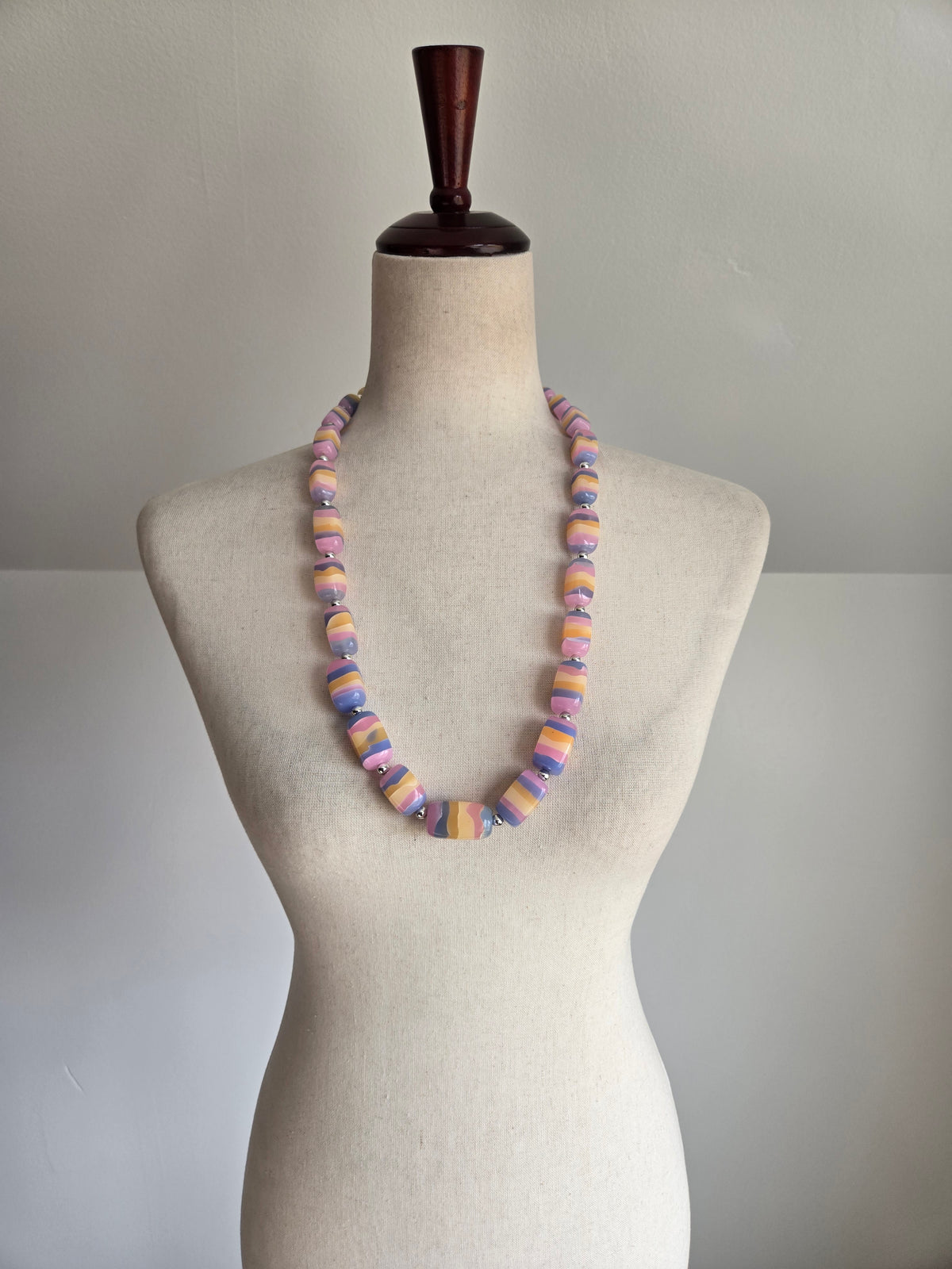 Vintage Colorful Acrylic Bead Statement Necklace