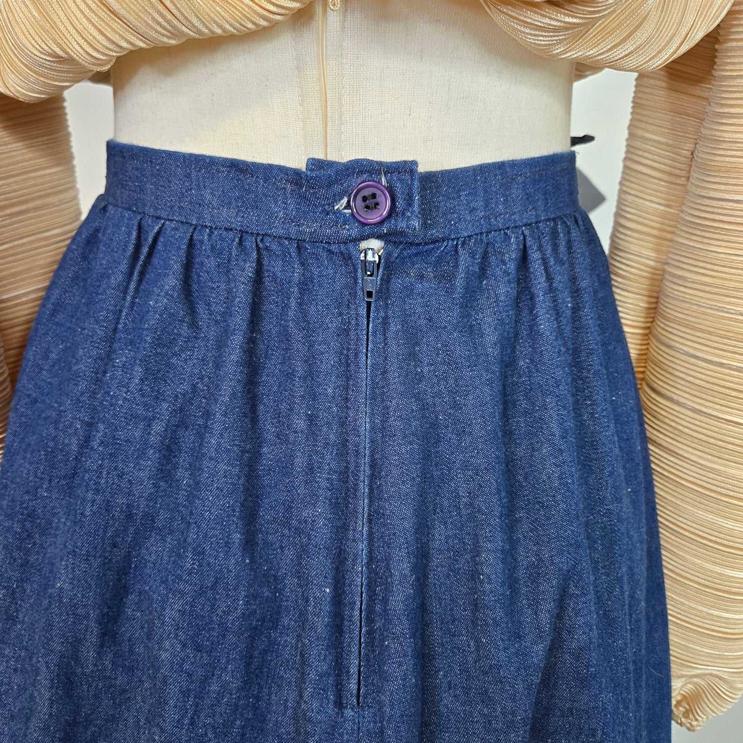 Garey Petites California Vintage Denim Tiered Ruffle Skirt - size 14