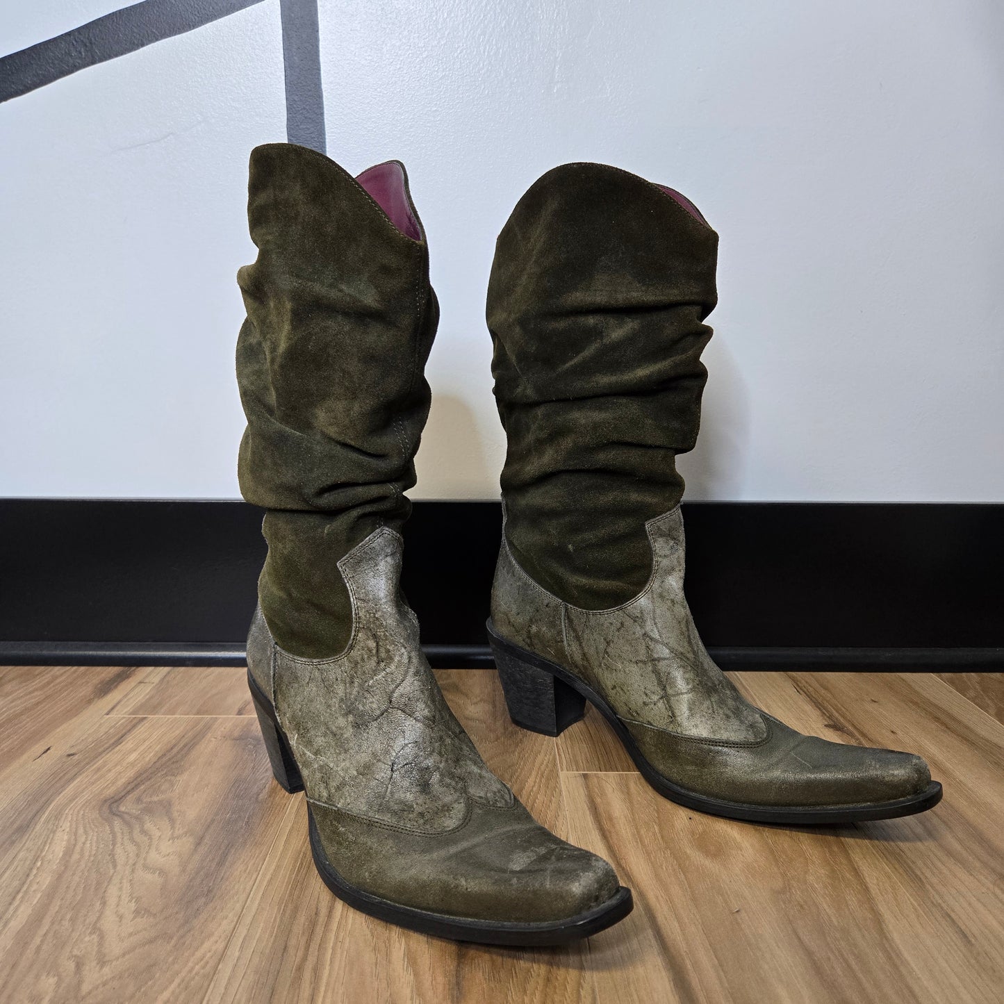 Vintage Dark Green Made in Italy Leather Western Boots