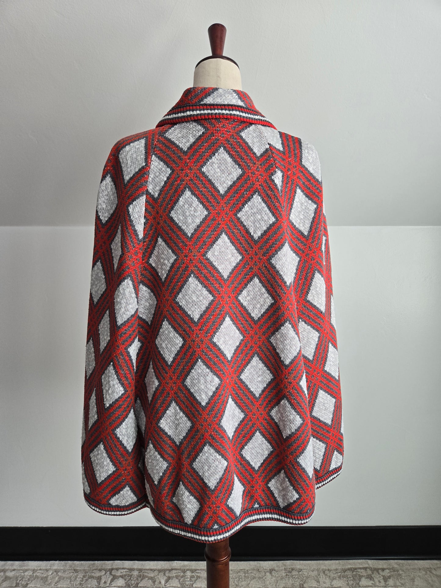Vintage 70s Acrylic Plaid Poncho - OS