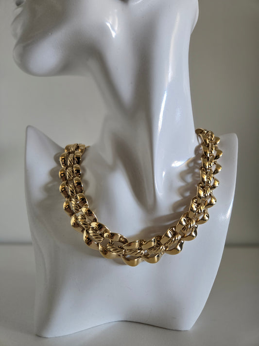 Trifari Vintage Gold Layered Chunky Necklace