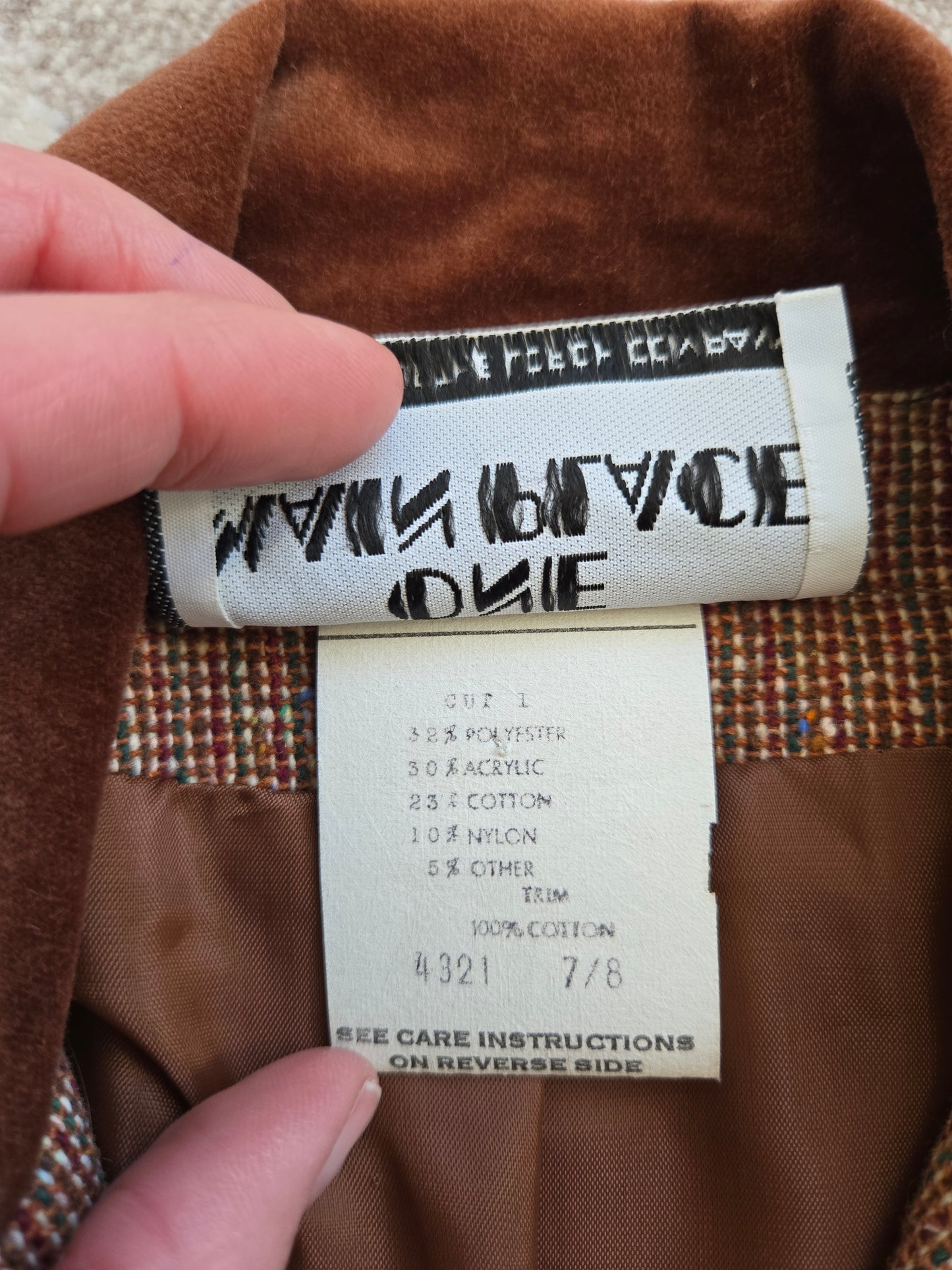 One Main Place Vintage 70s Brown Tweed Blazer - XS/S