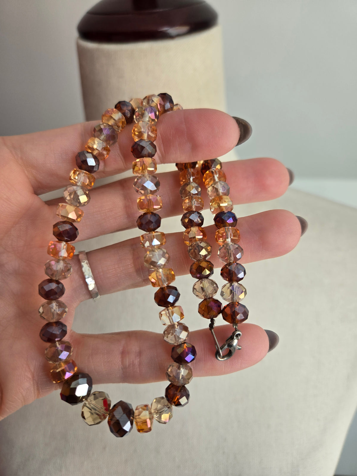 Multi Color Neutrals Glass AB Crystal Necklace