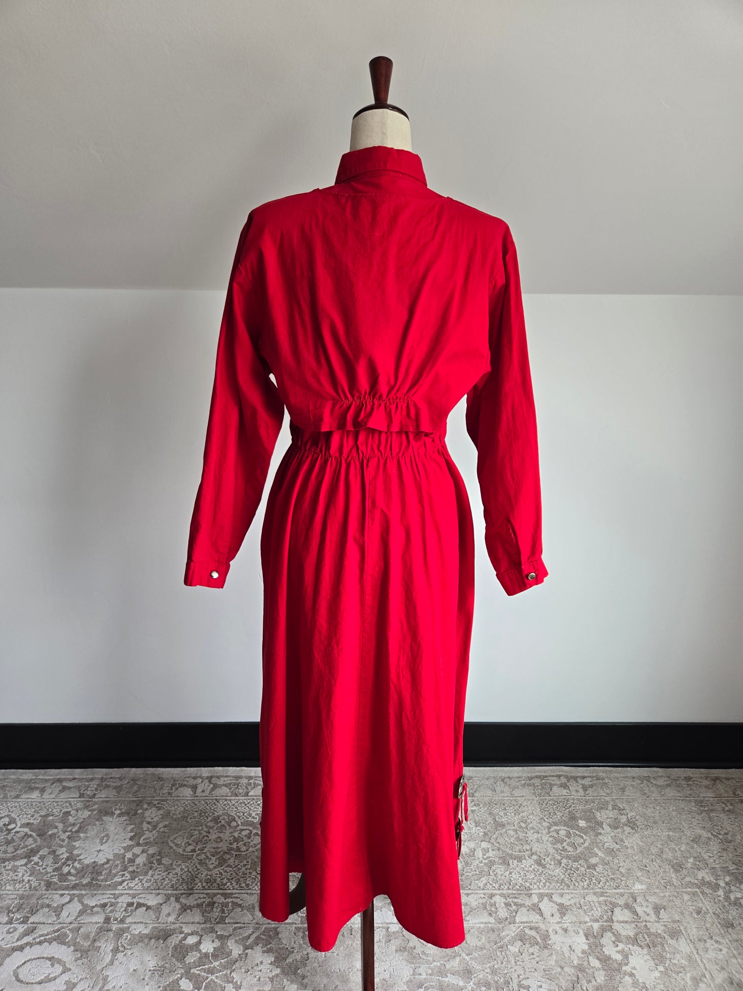 Sas'sa Vintage Red Western Dress with Silver Concho Details - S/M