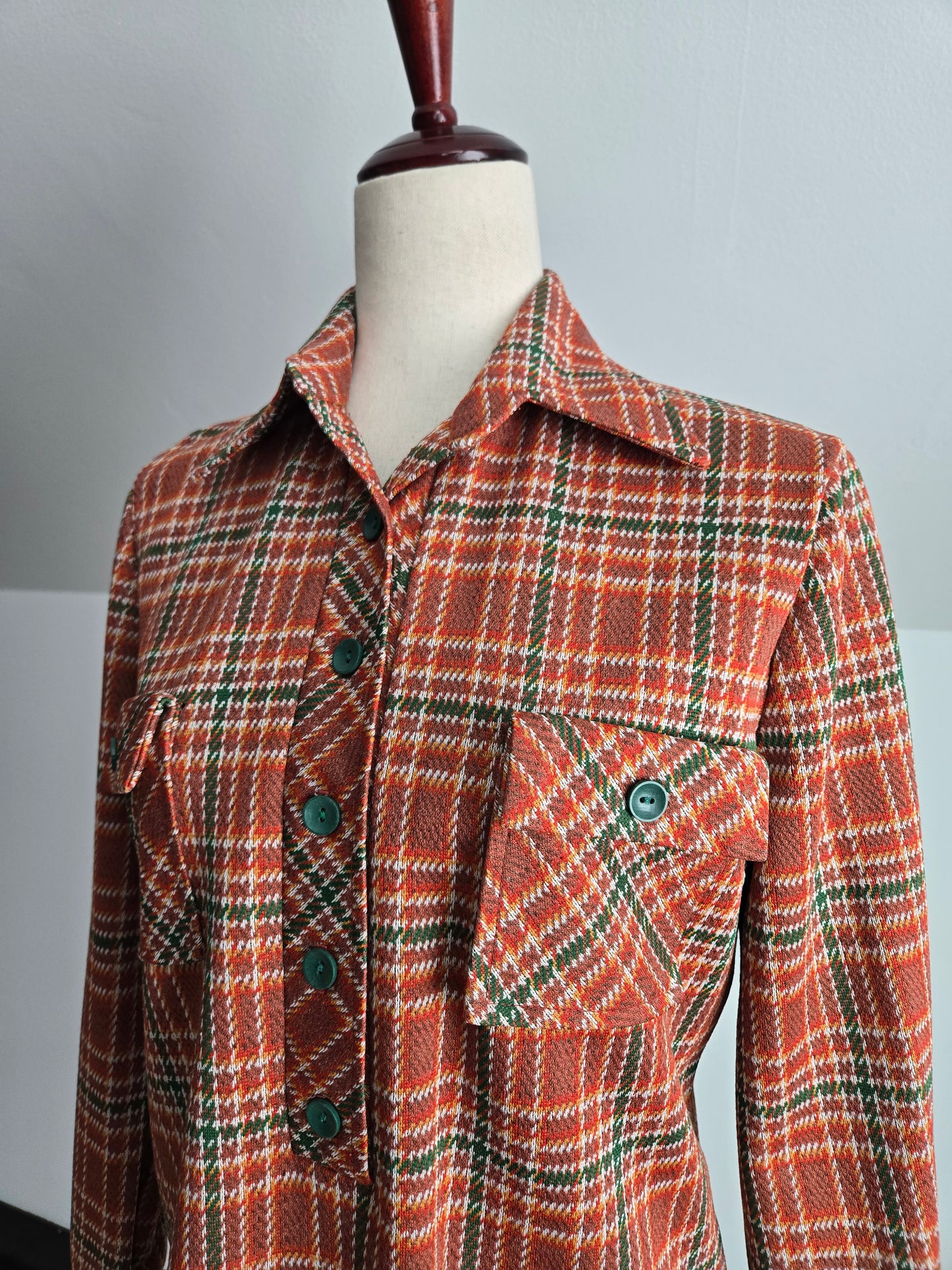 Flora Vintage 70s Plaid Two Piece Pant Set - Medium