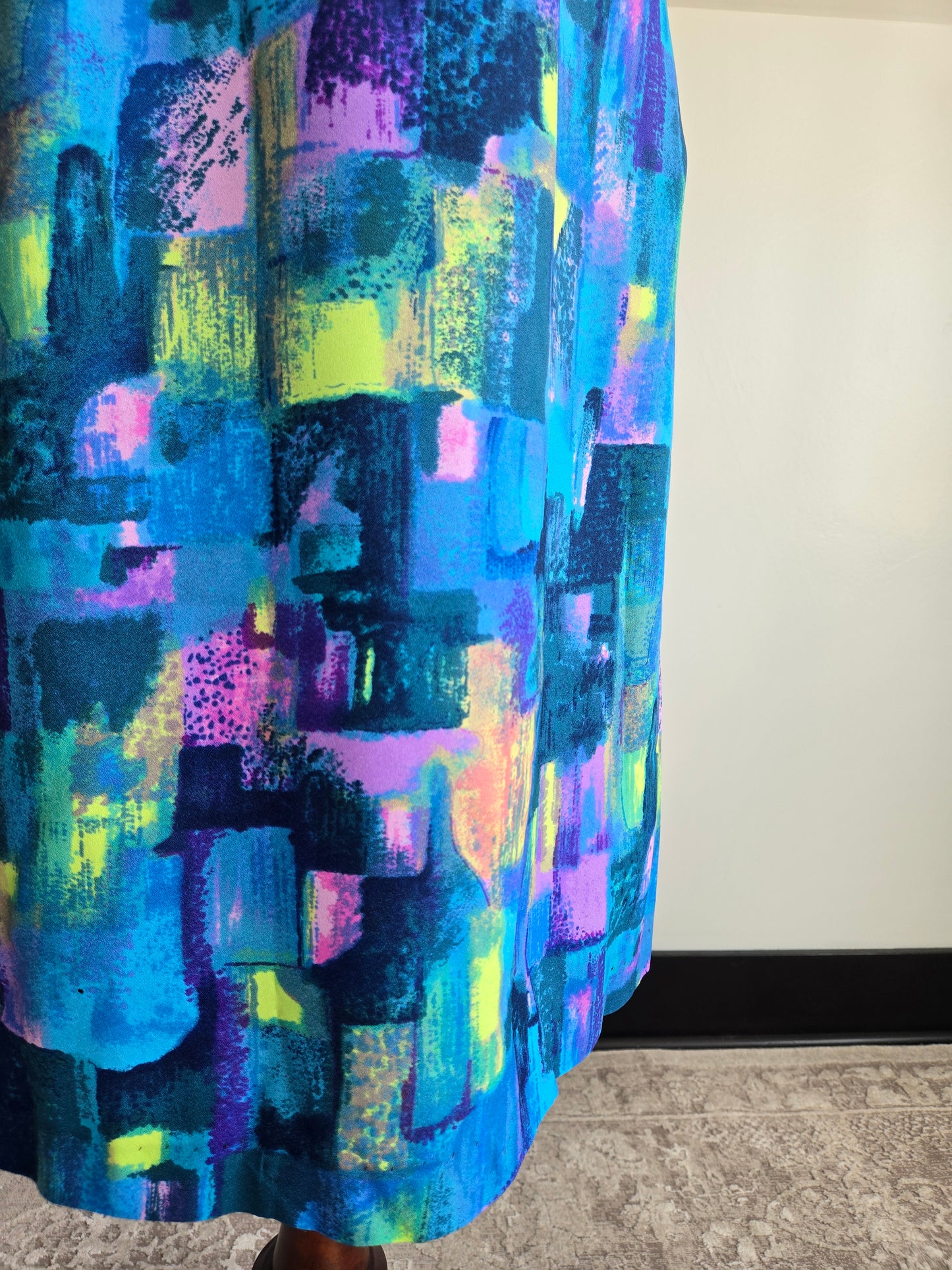 Vintage 1960s Artsy Colorful Shift Dress - L/XL