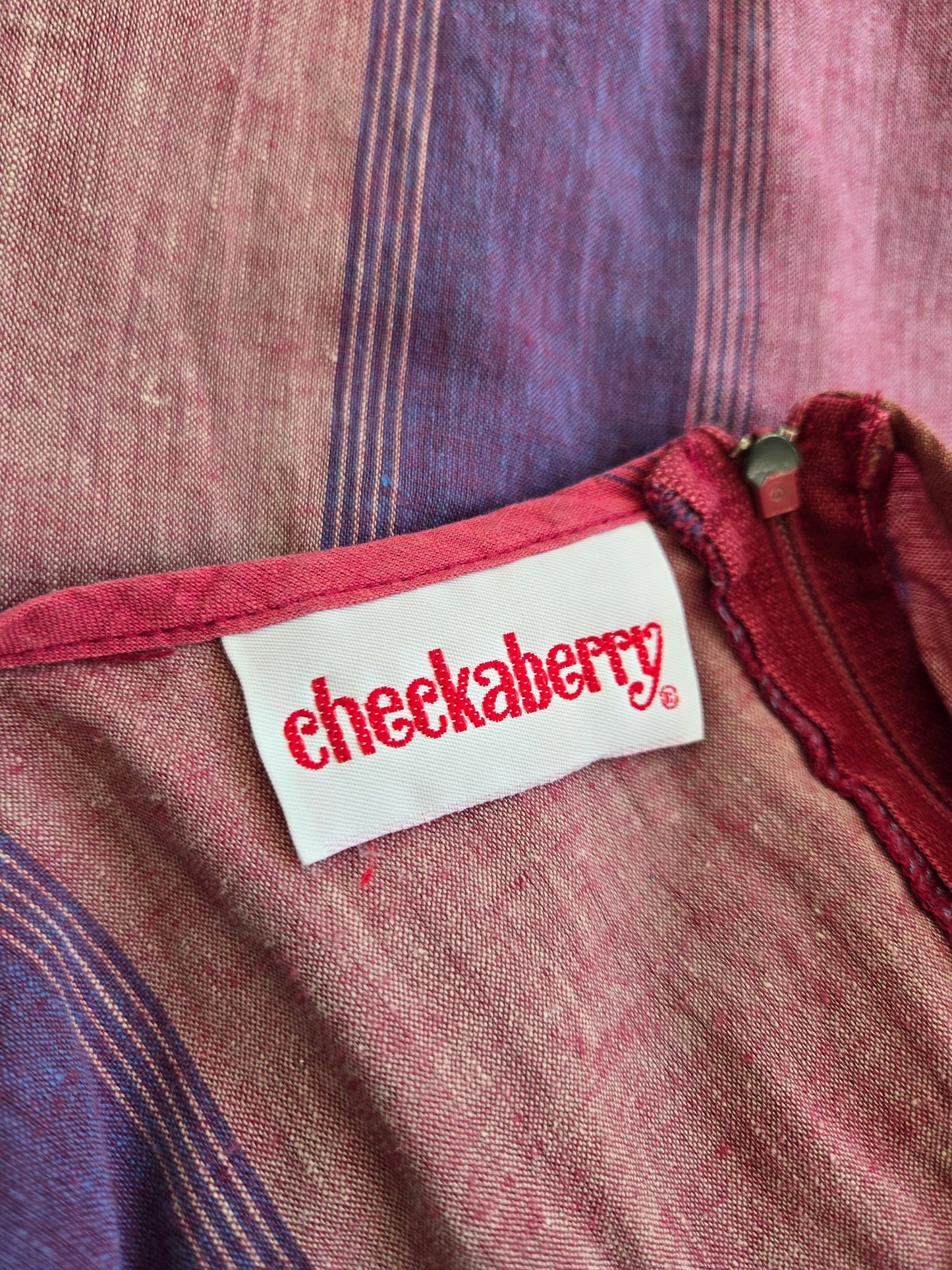 Checkaberry Vintage Cotton Colorful Stripe Dress with Belt - S/M