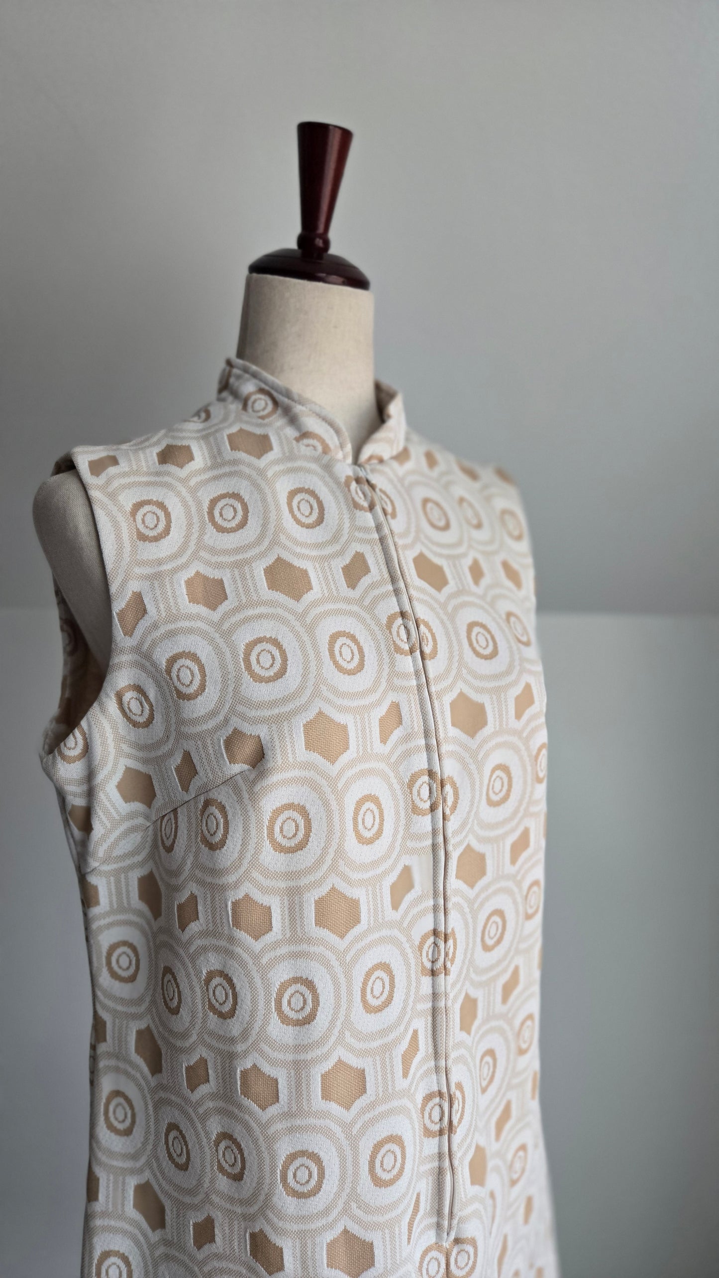 Vintage 70s Mod Geo Pattern Knit Dress - M/L