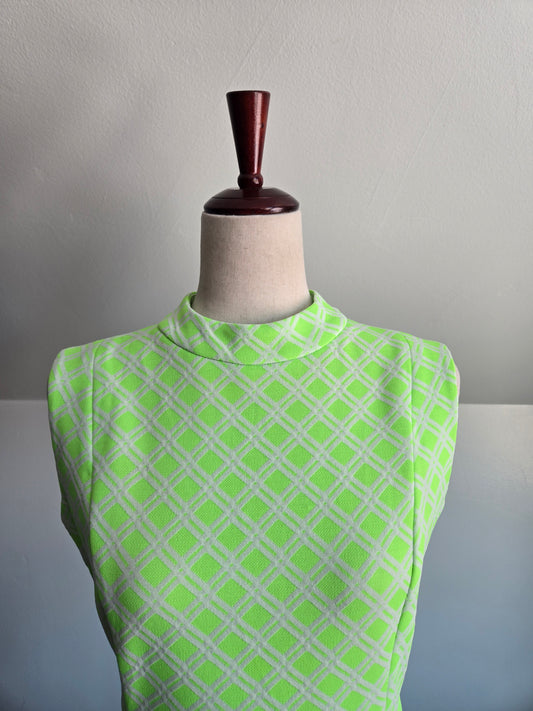 Vintage 70s Lime Green Mod Dress - S/M
