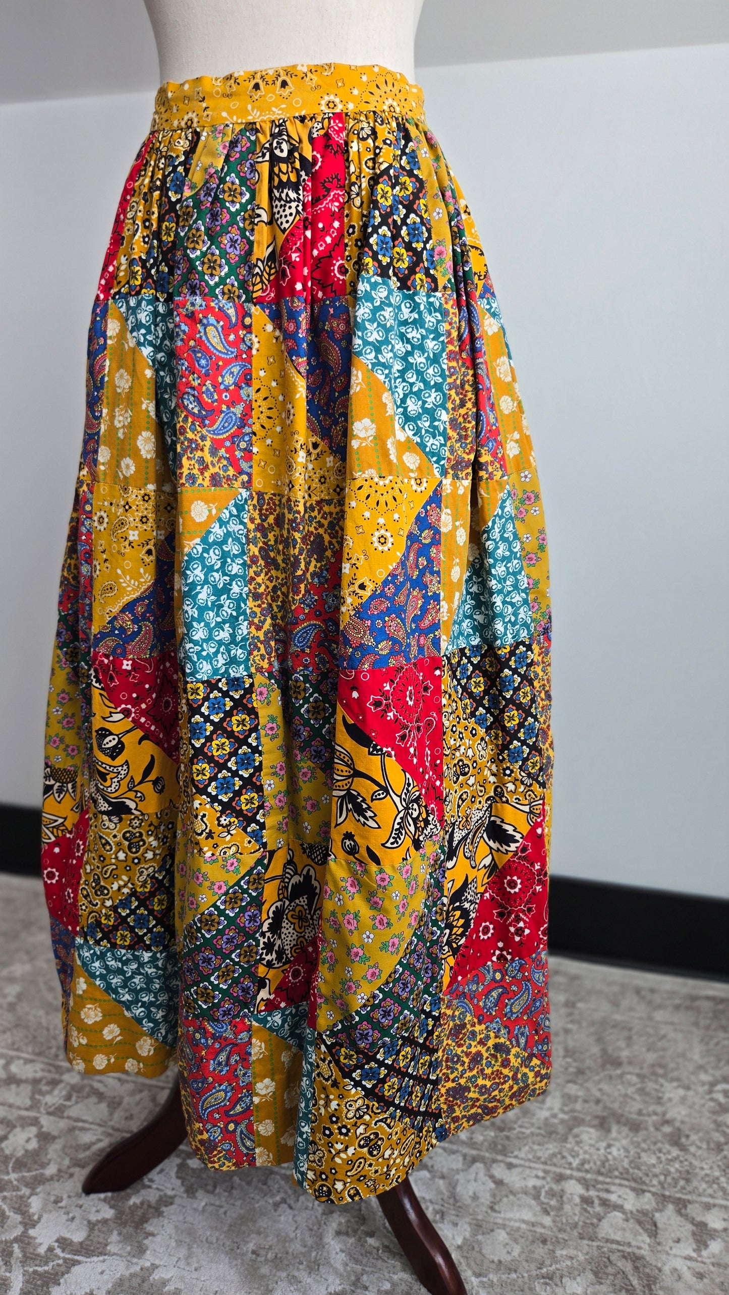 Vintage 70s True Patchwork Skirt - W26"