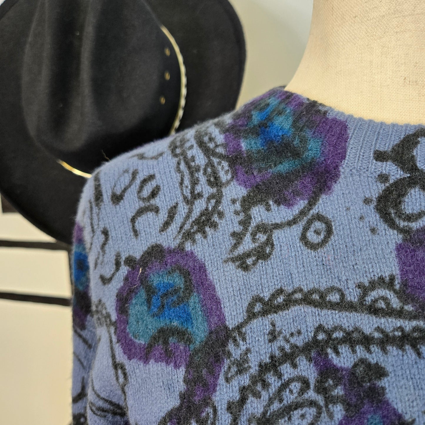 Colours by Alexander Julian Vintage 80s Lambswool Paisley Sweater - medium