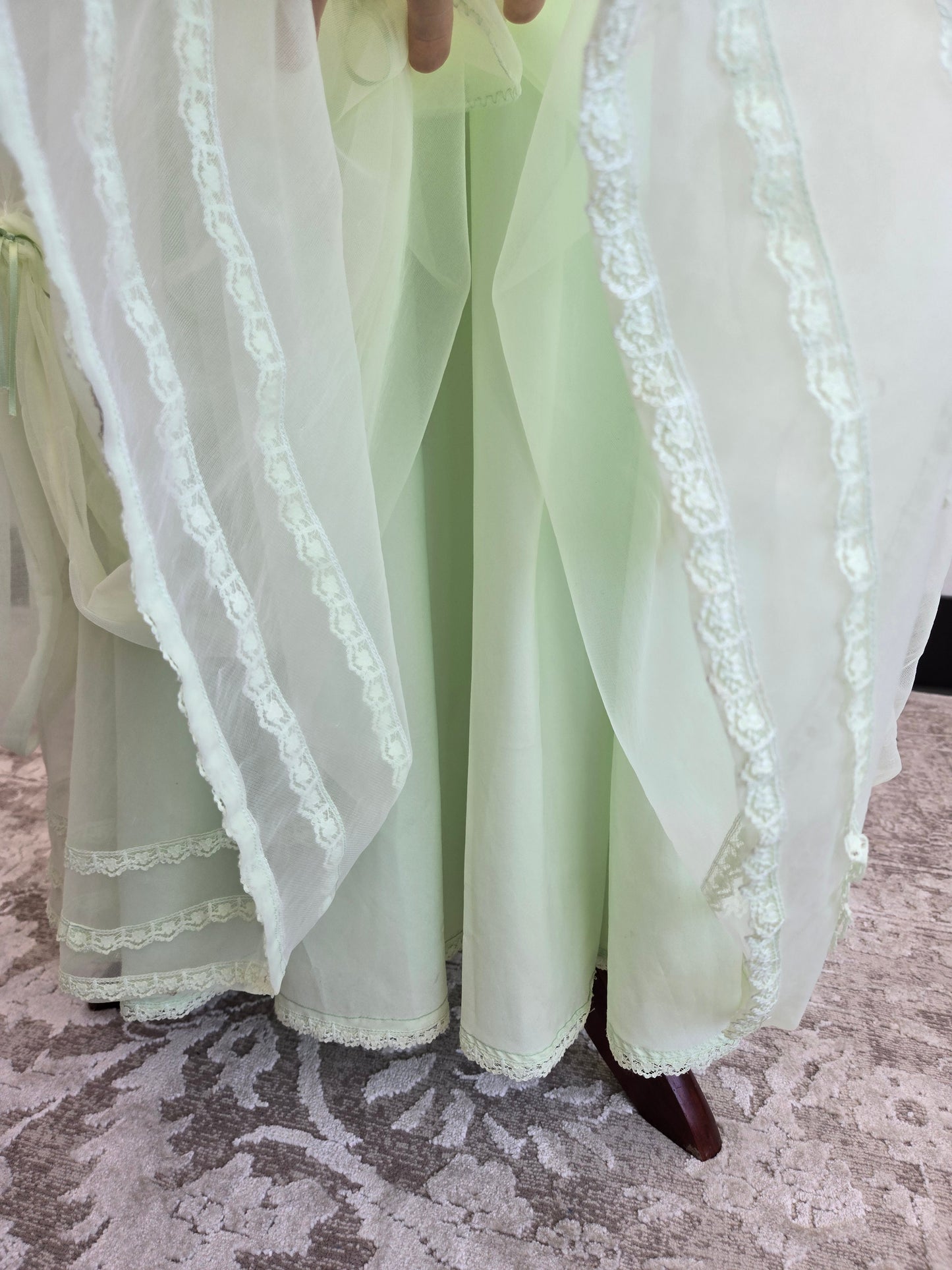 Lime Green Edwardian Style Vintage Formal Dress - small
