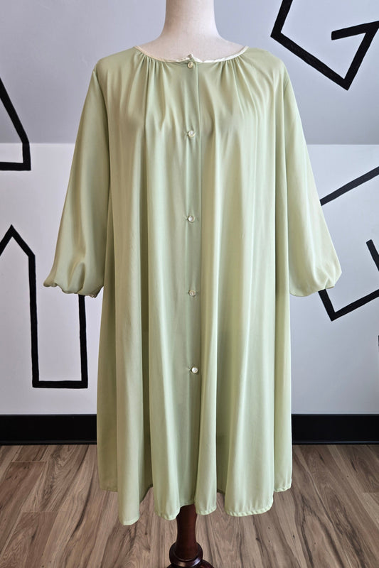 Carol Brent Vintage 60s Chiffon Light Green House Coat - medium