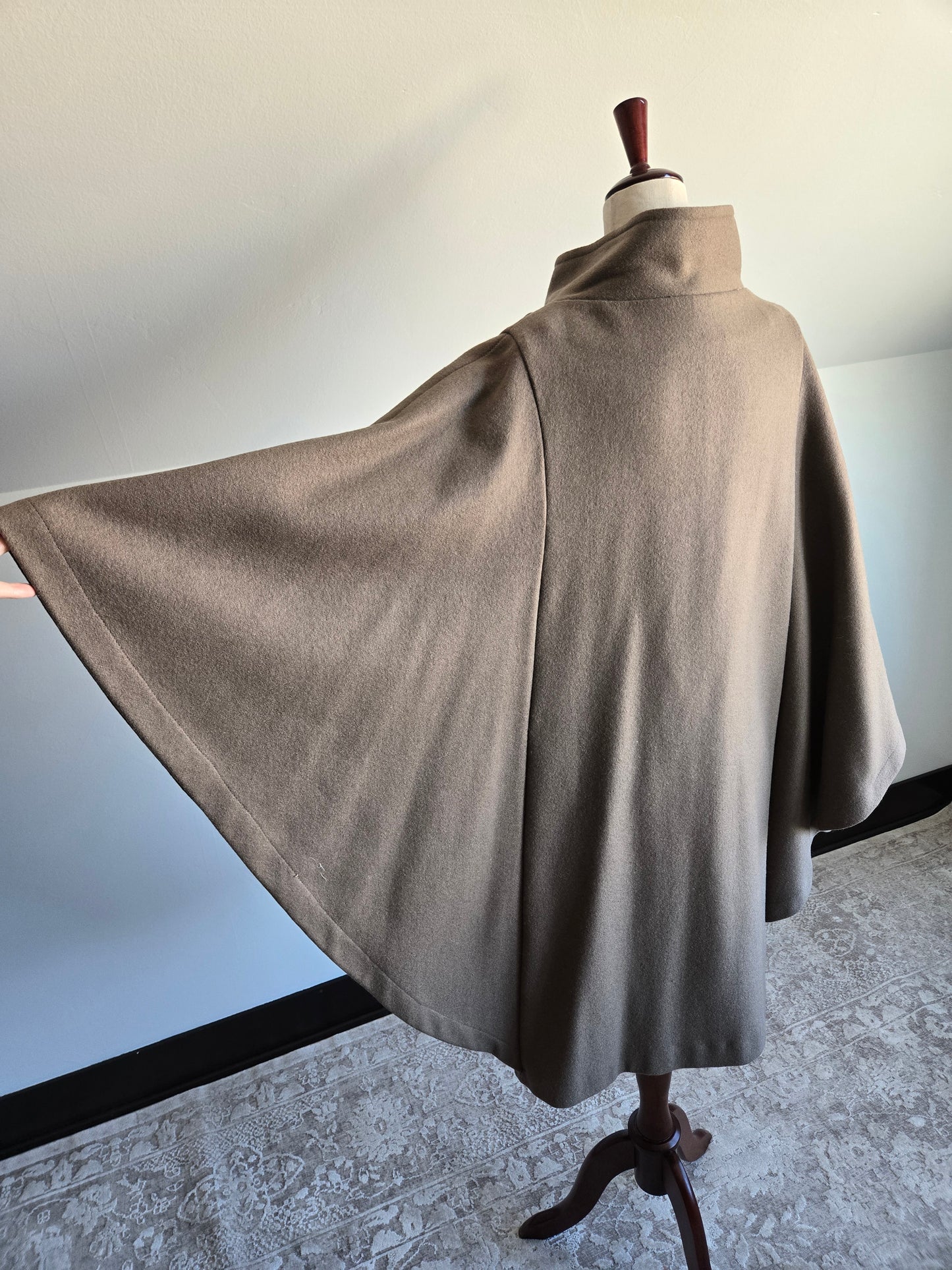 Vintage Brown Wool Poncho Coat - L/XL