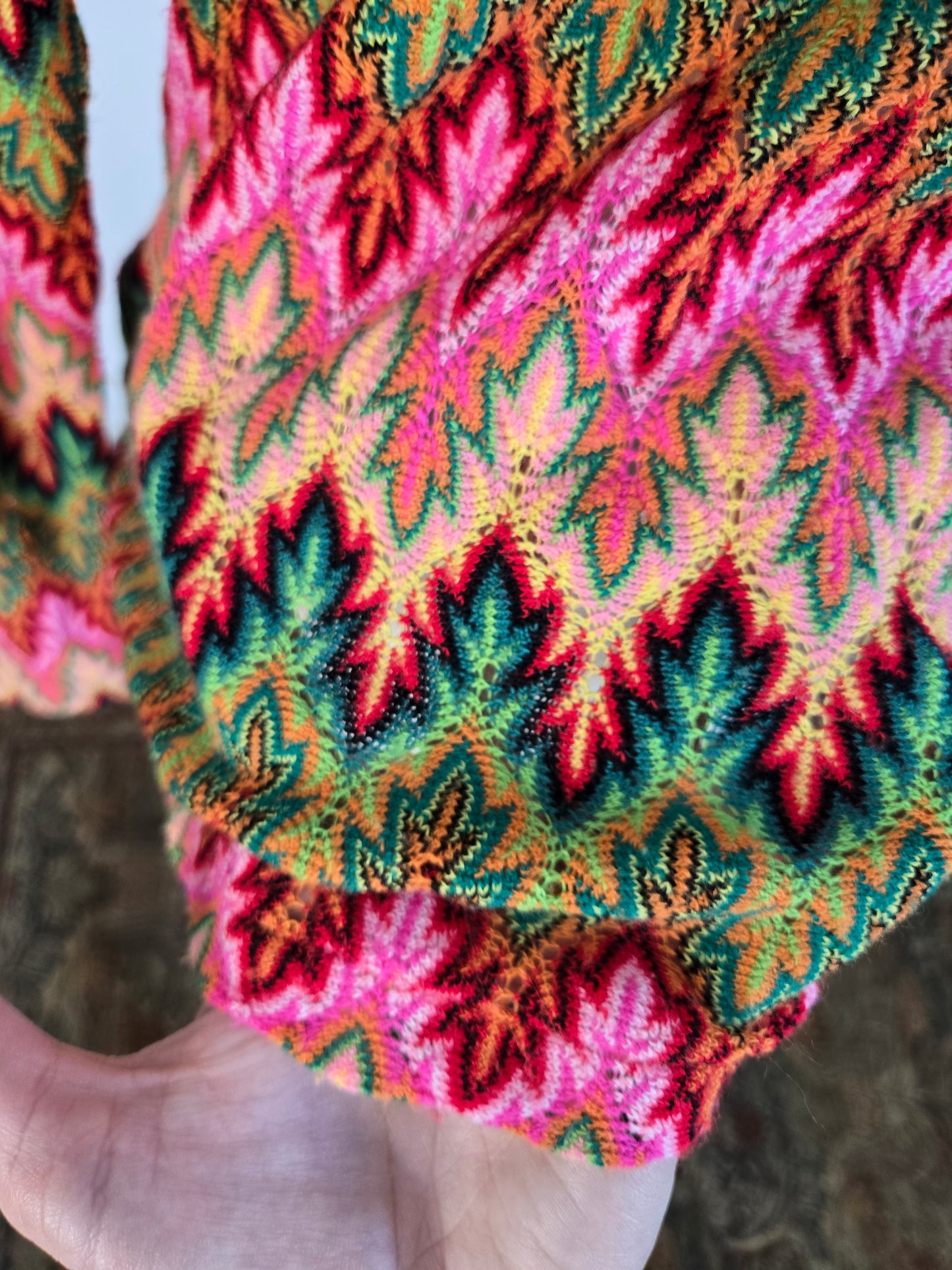 Miss Holly Vintage 70s Crochet Zig Zag Top Made in Japan - medium