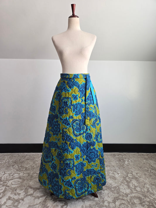 Vintage 1970s Quilted Wrap Skirt - W28"+
