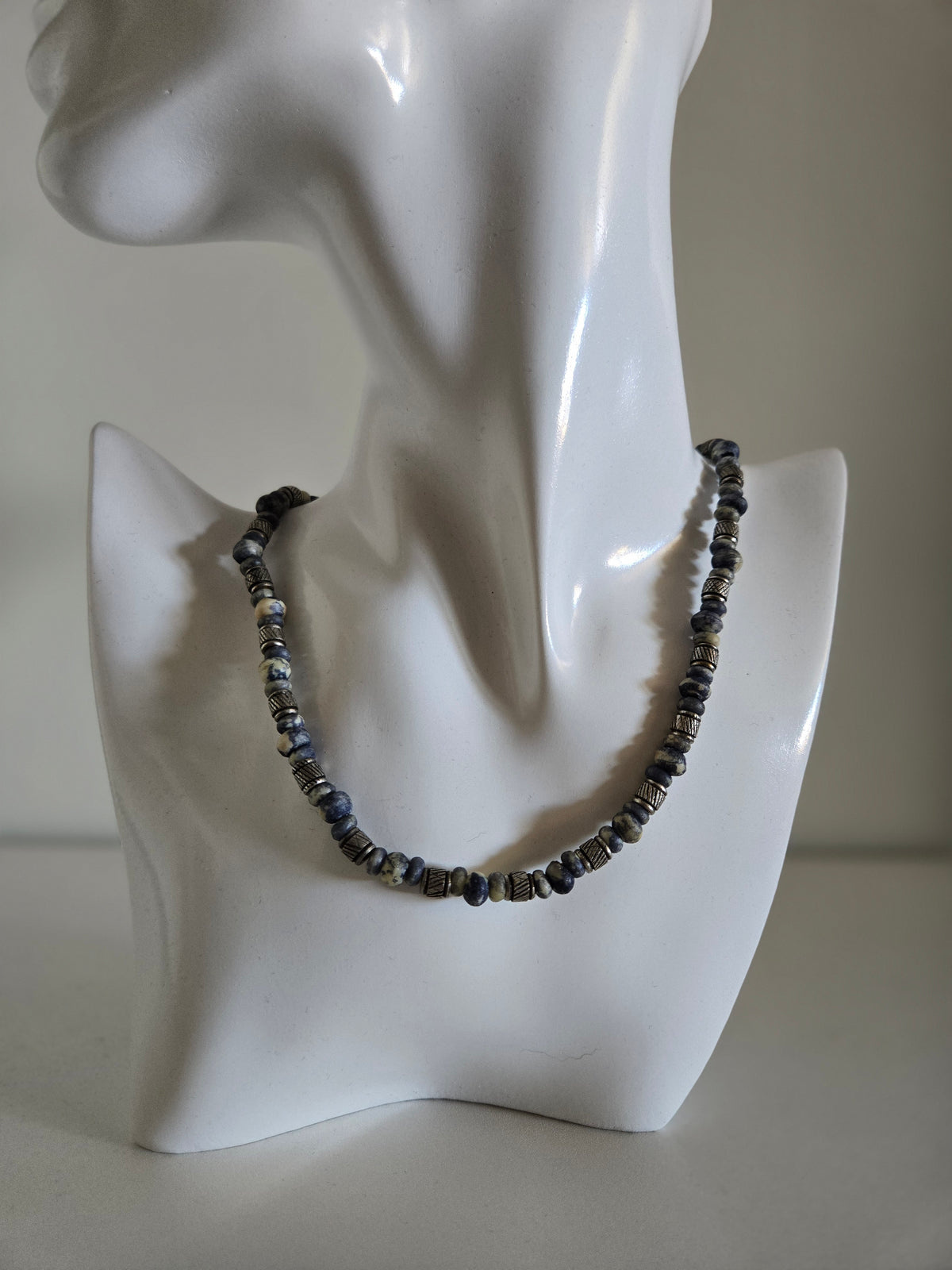 Navy Beaded Boho Necklace