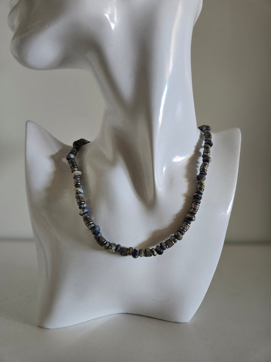 Navy Beaded Boho Necklace