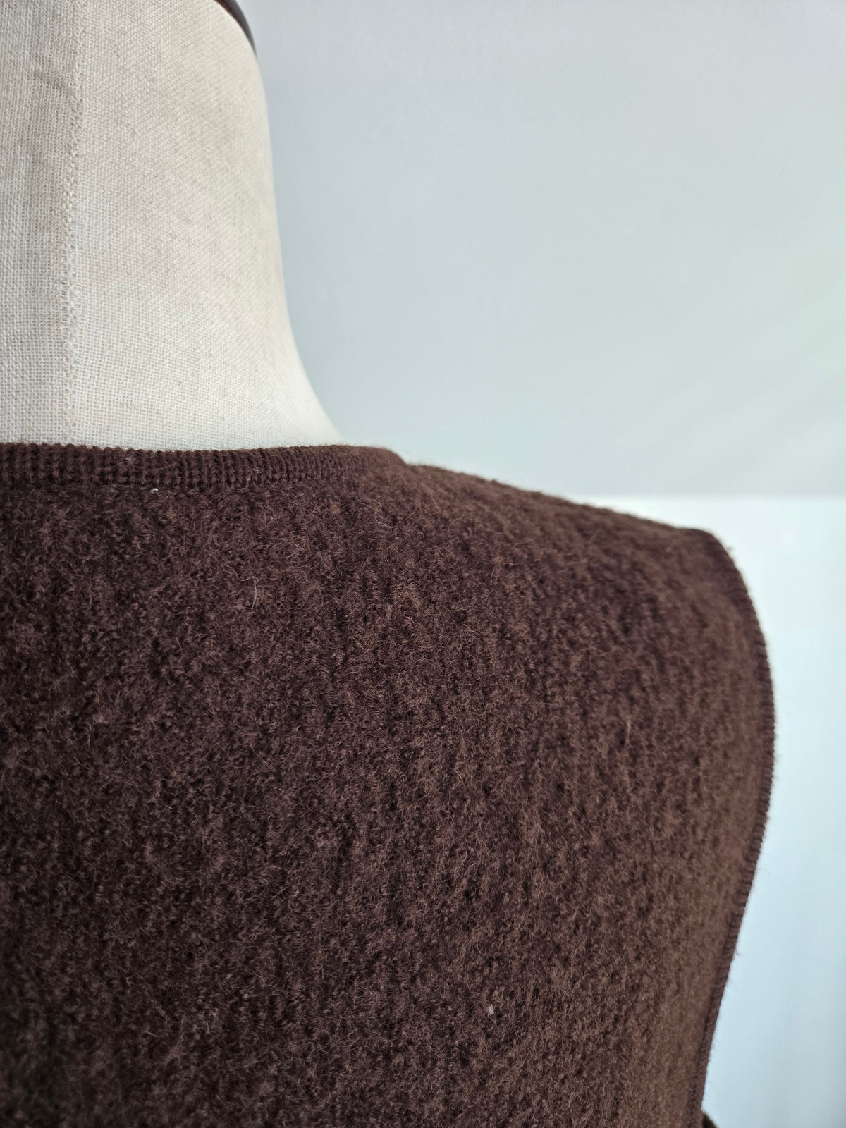 Mixit 90s Brown Boiled Wool Classic Vest - L/XL