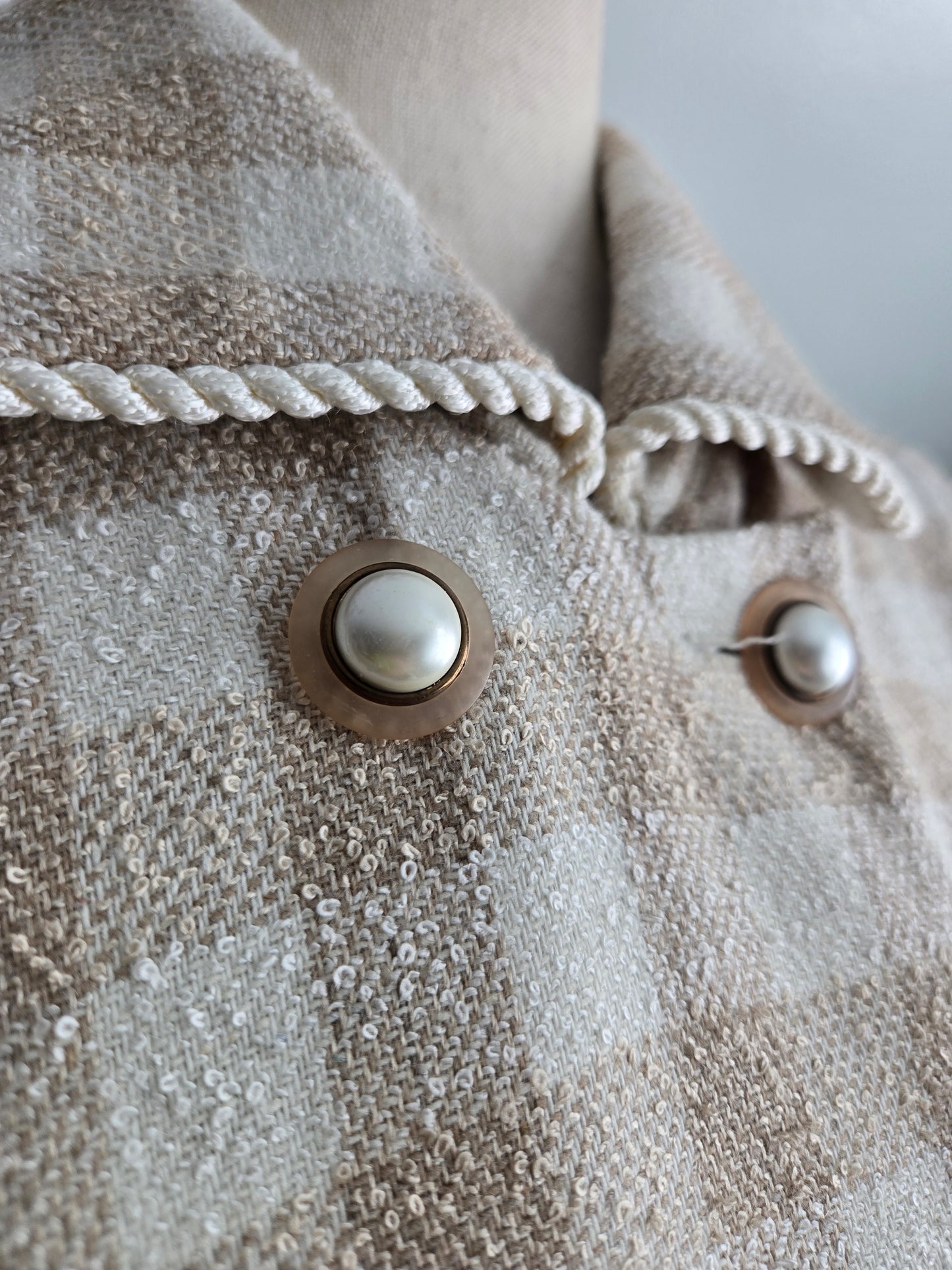 Maggy Boutique Vintage 80s Neutral Plaid Double Breasted Dress - Medium